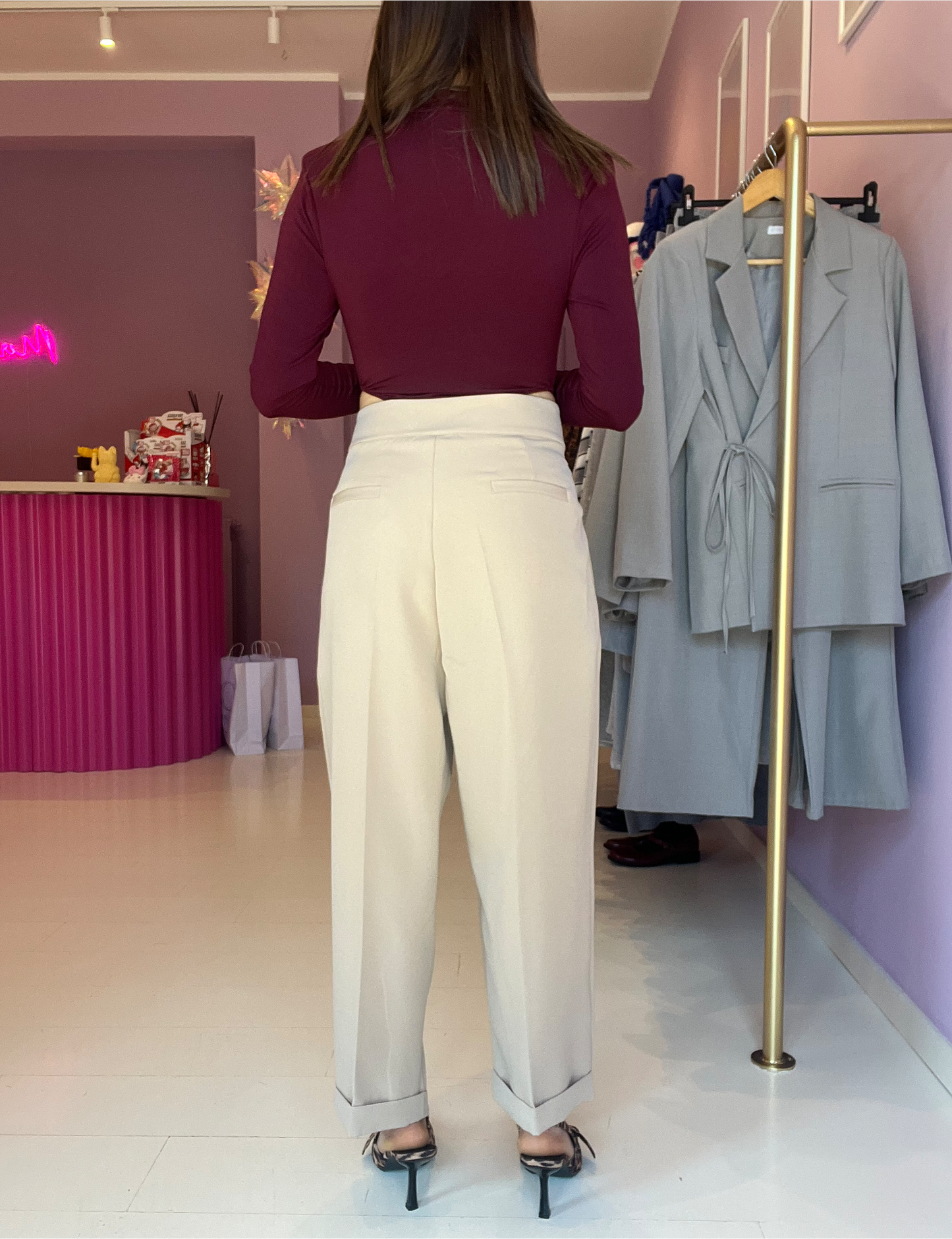 Pantalone Strappo Beige