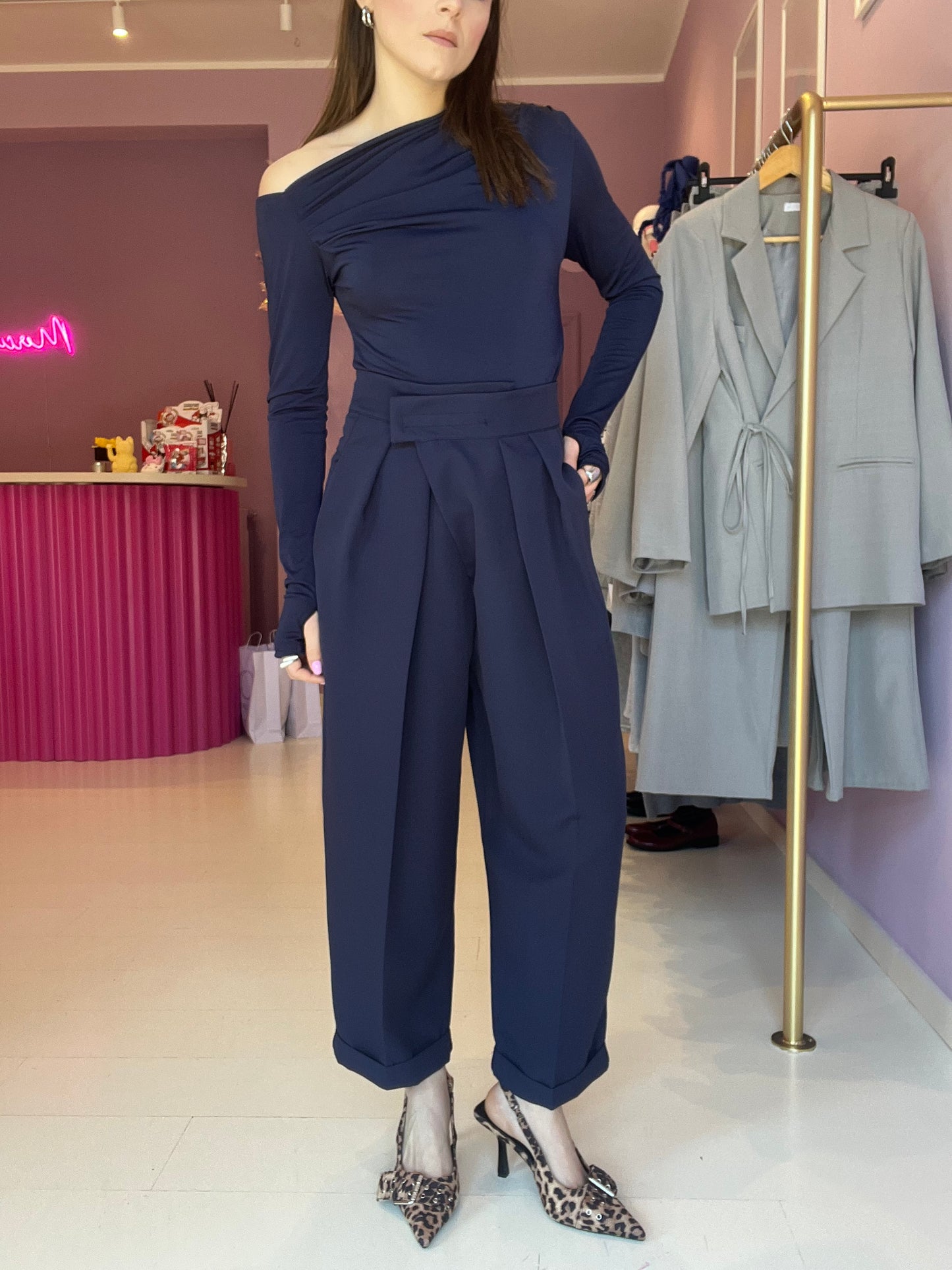 Pantalone Strappo Blu