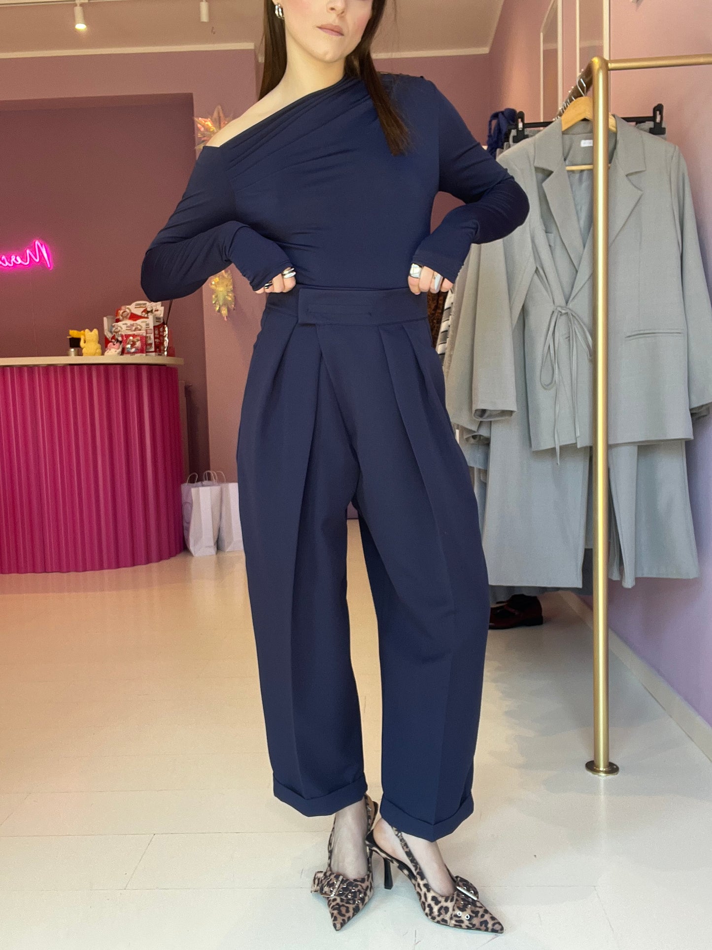 Pantalone Strappo Blu