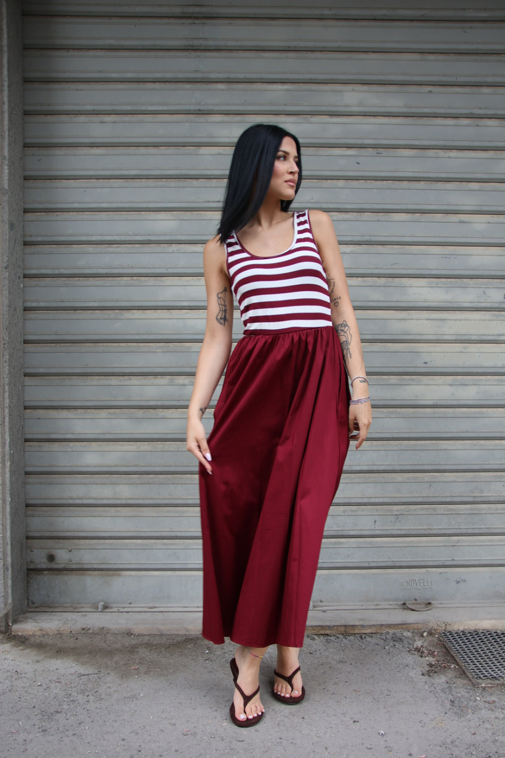 Abito Stripes Bordeaux