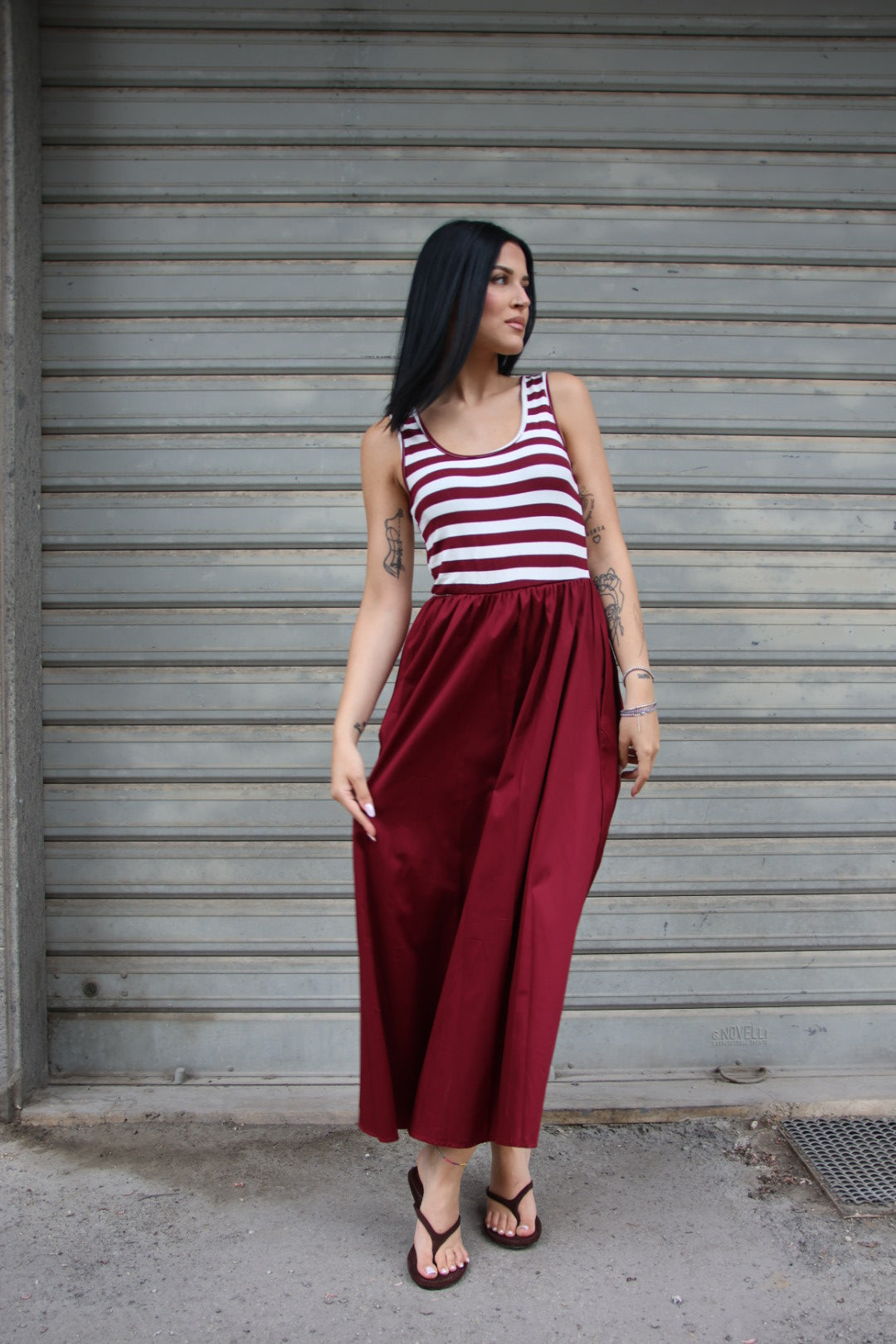 Abito Stripes Bordeaux