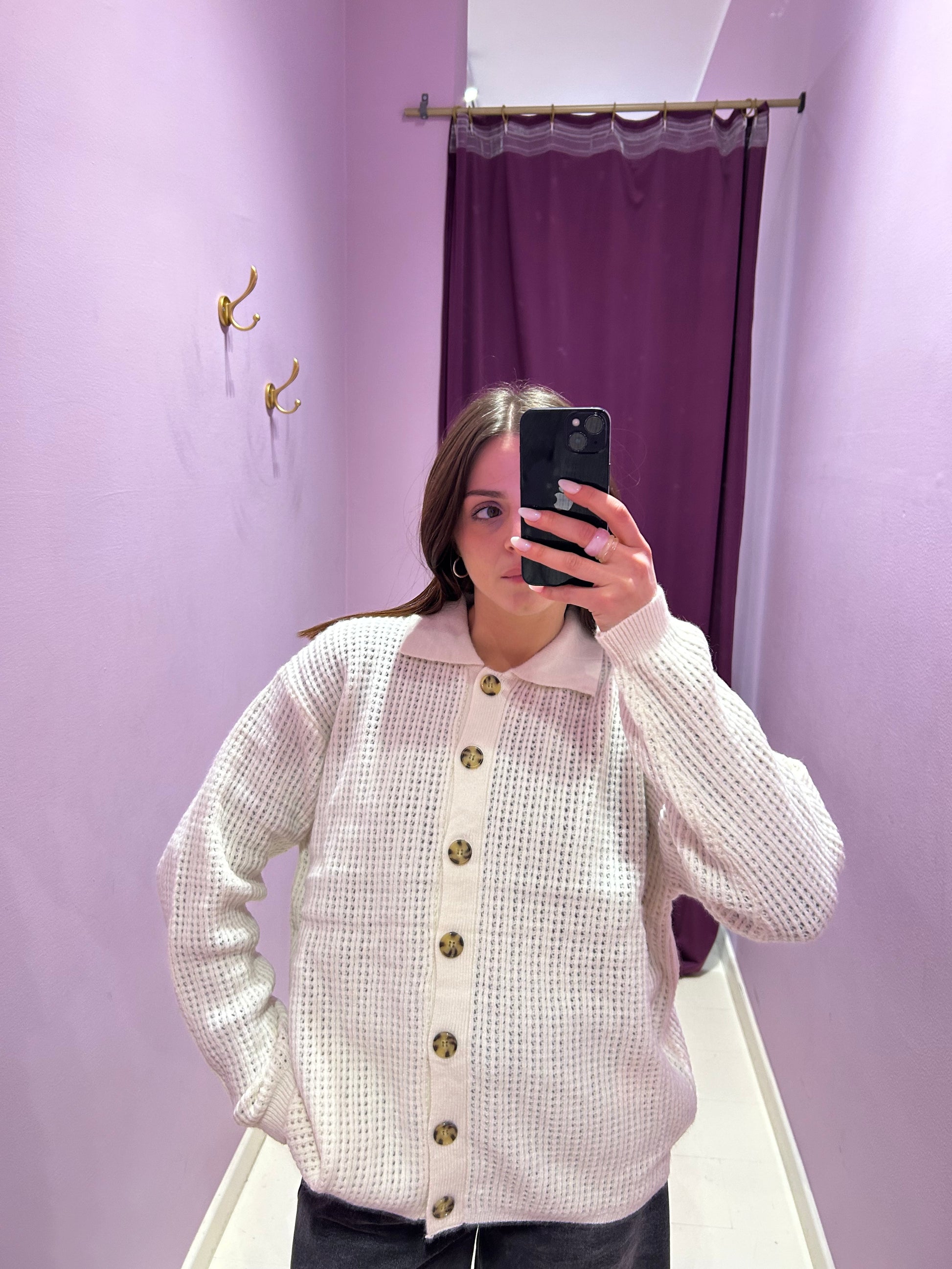 Cardigan Traforato Bianco