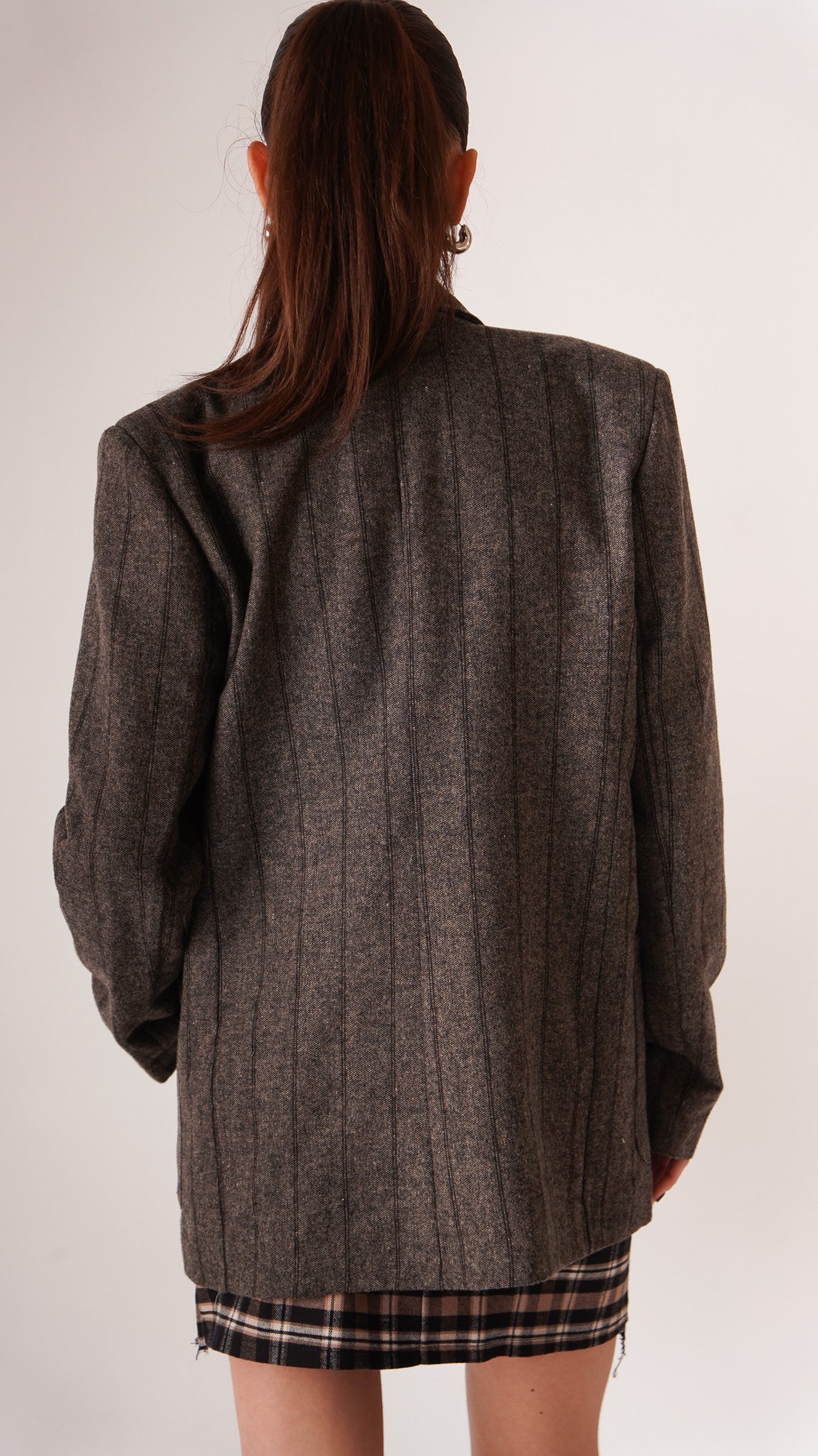 Giacca gessata Grigia