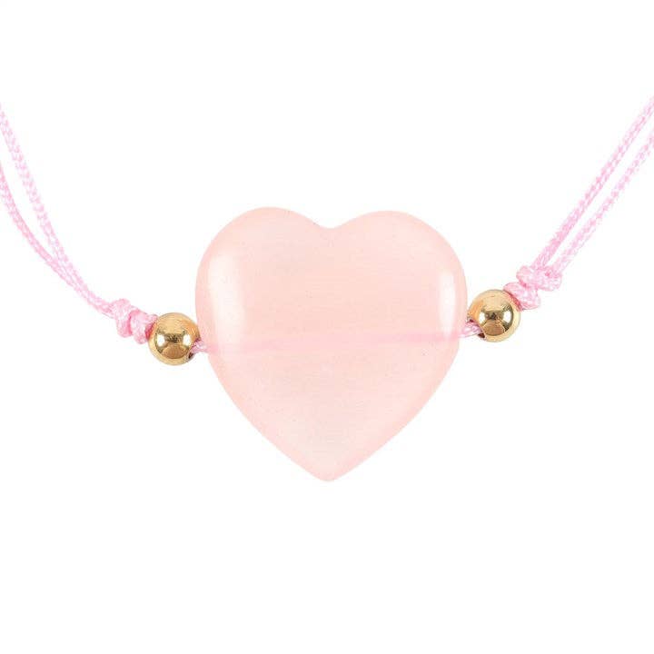 Bracciale a forma di cuore in quarzo rosa You Are Loved