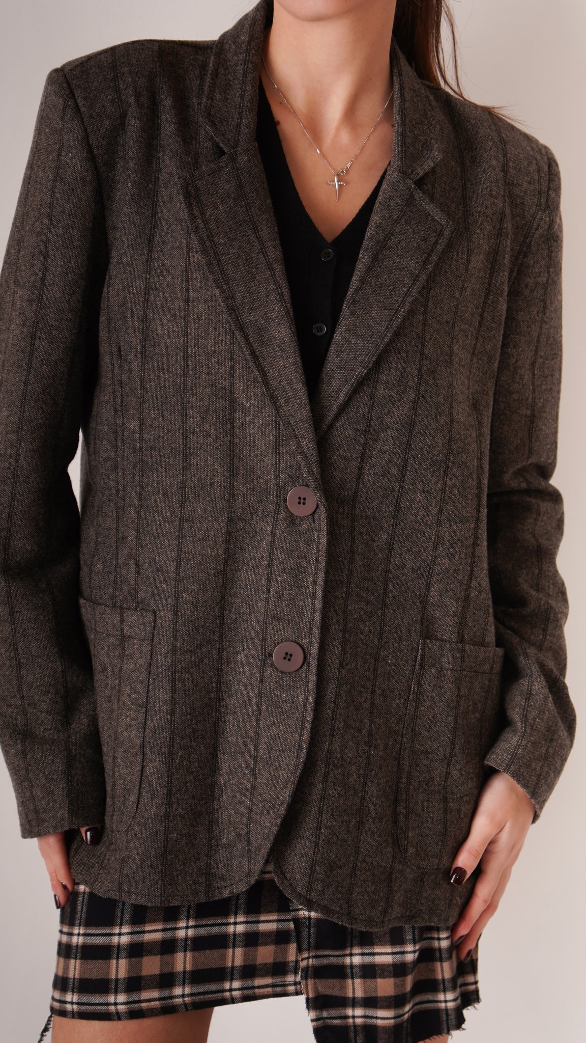 Giacca gessata Grigia