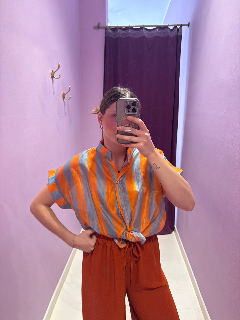 Camicia Lanzarote Arancio/Celeste