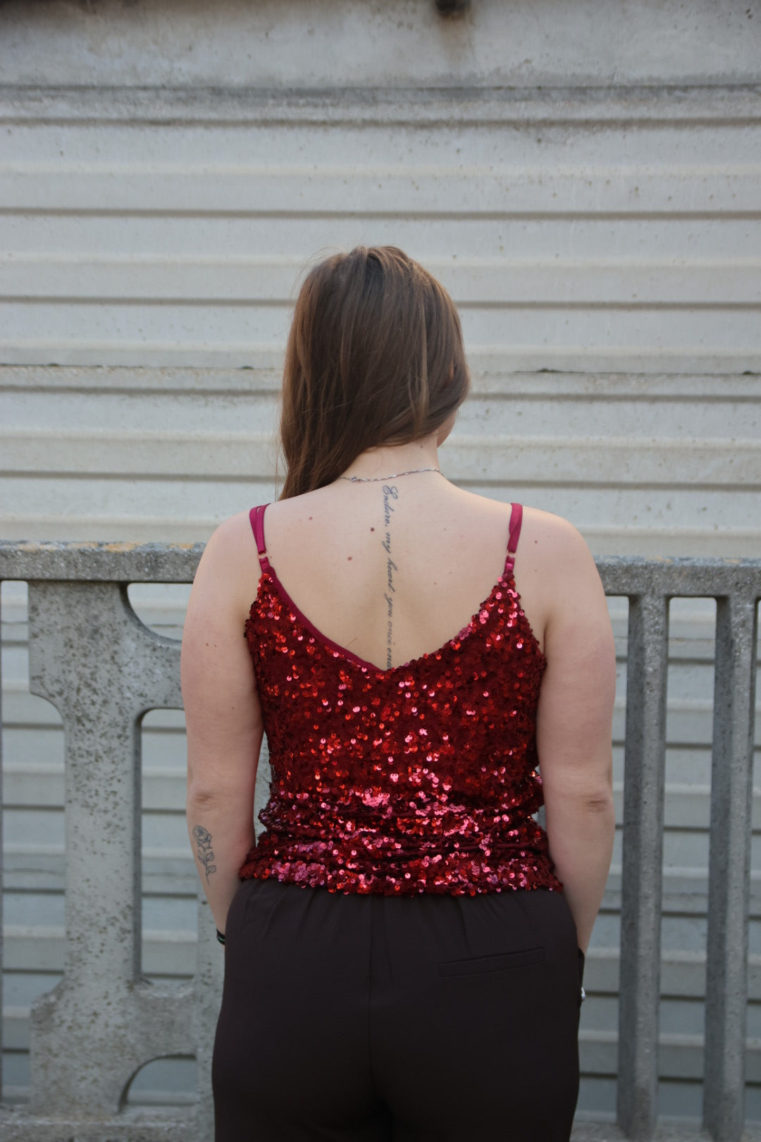 Canotta Paillettes Rossa