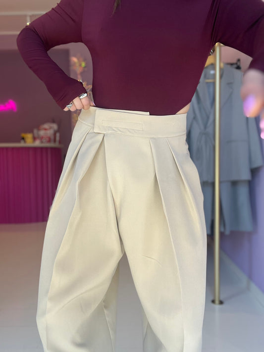 Pantalone Strappo Beige