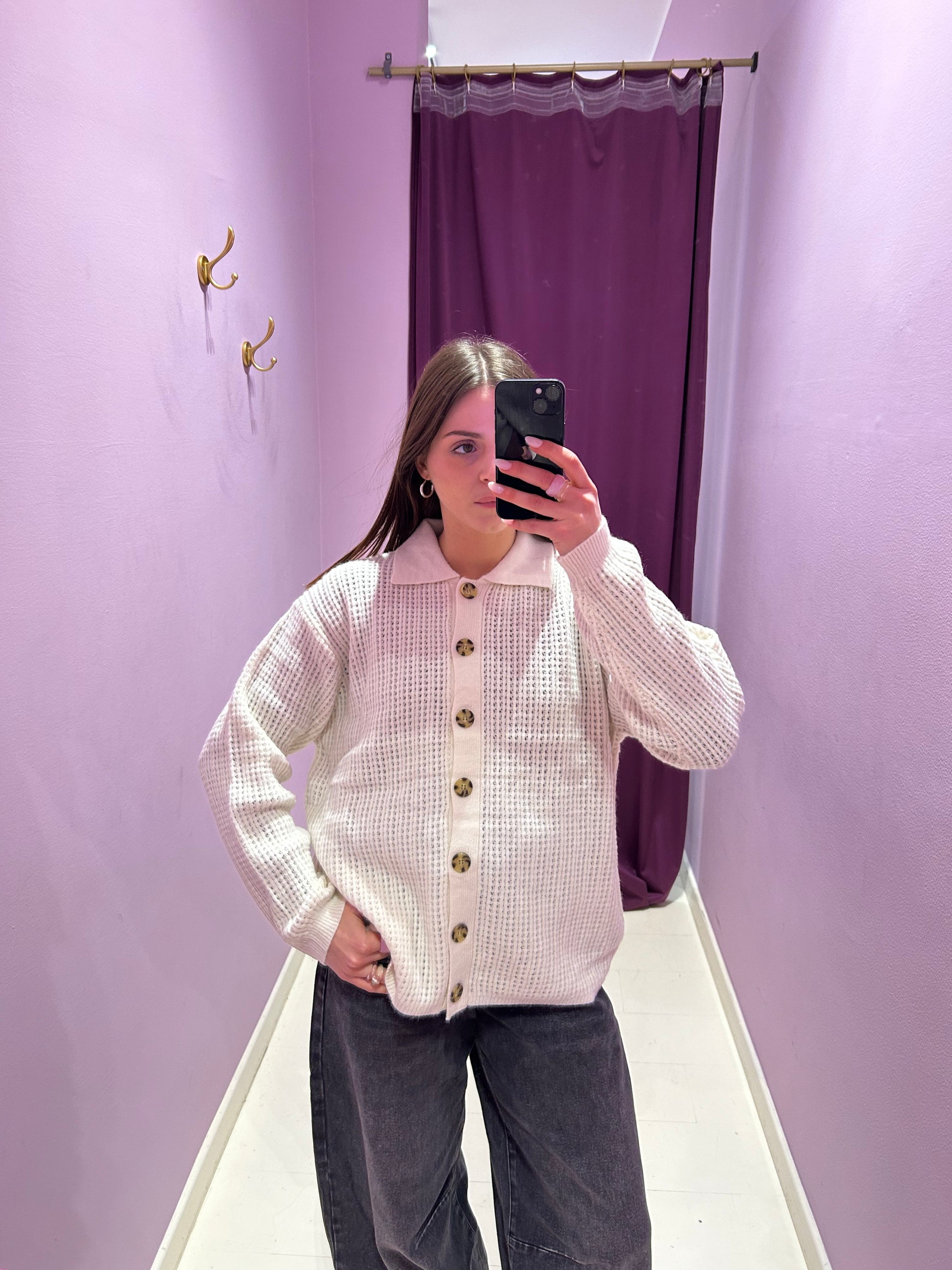 Cardigan Traforato Bianco