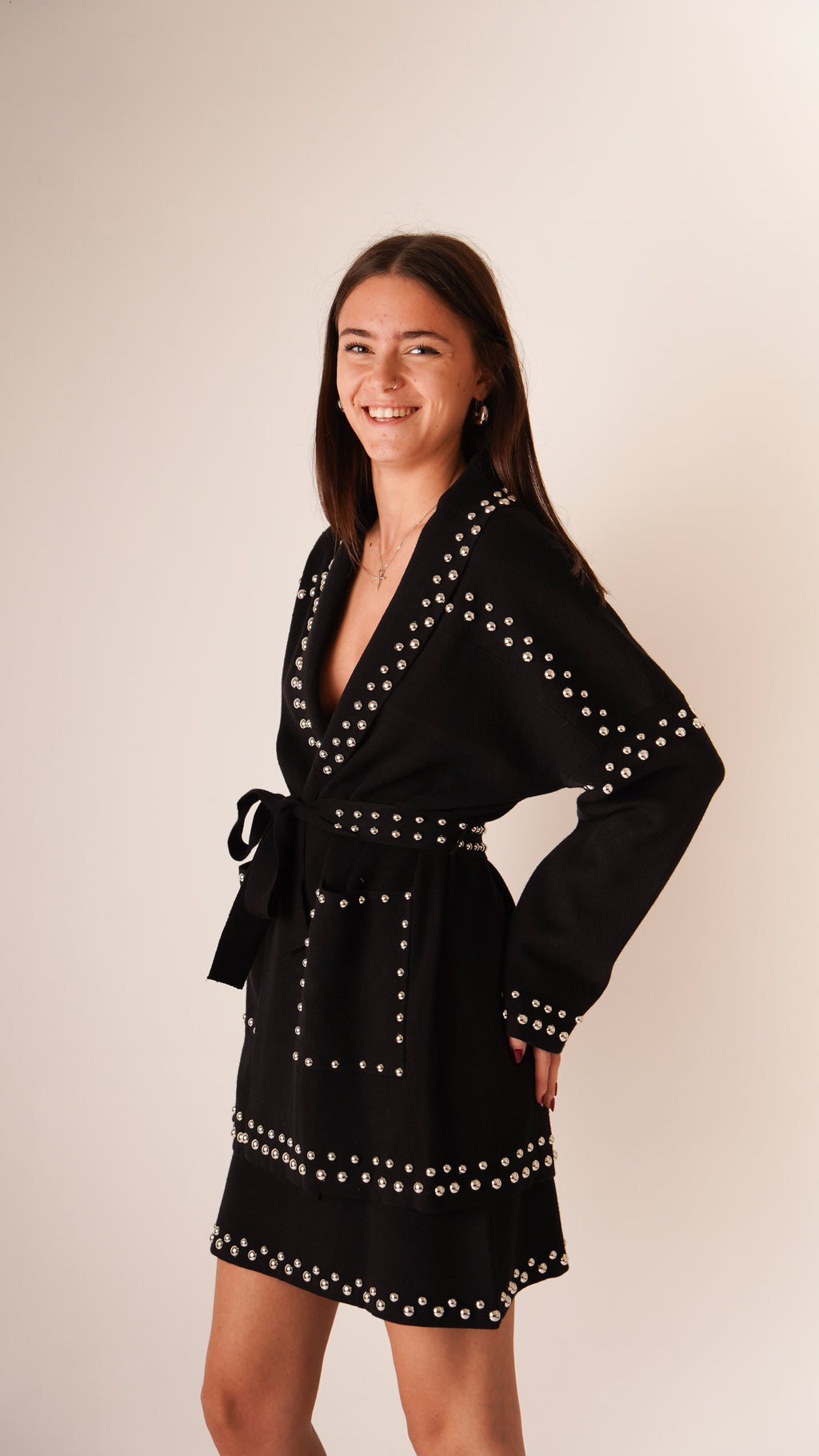 Cardigan Borchiato Nero