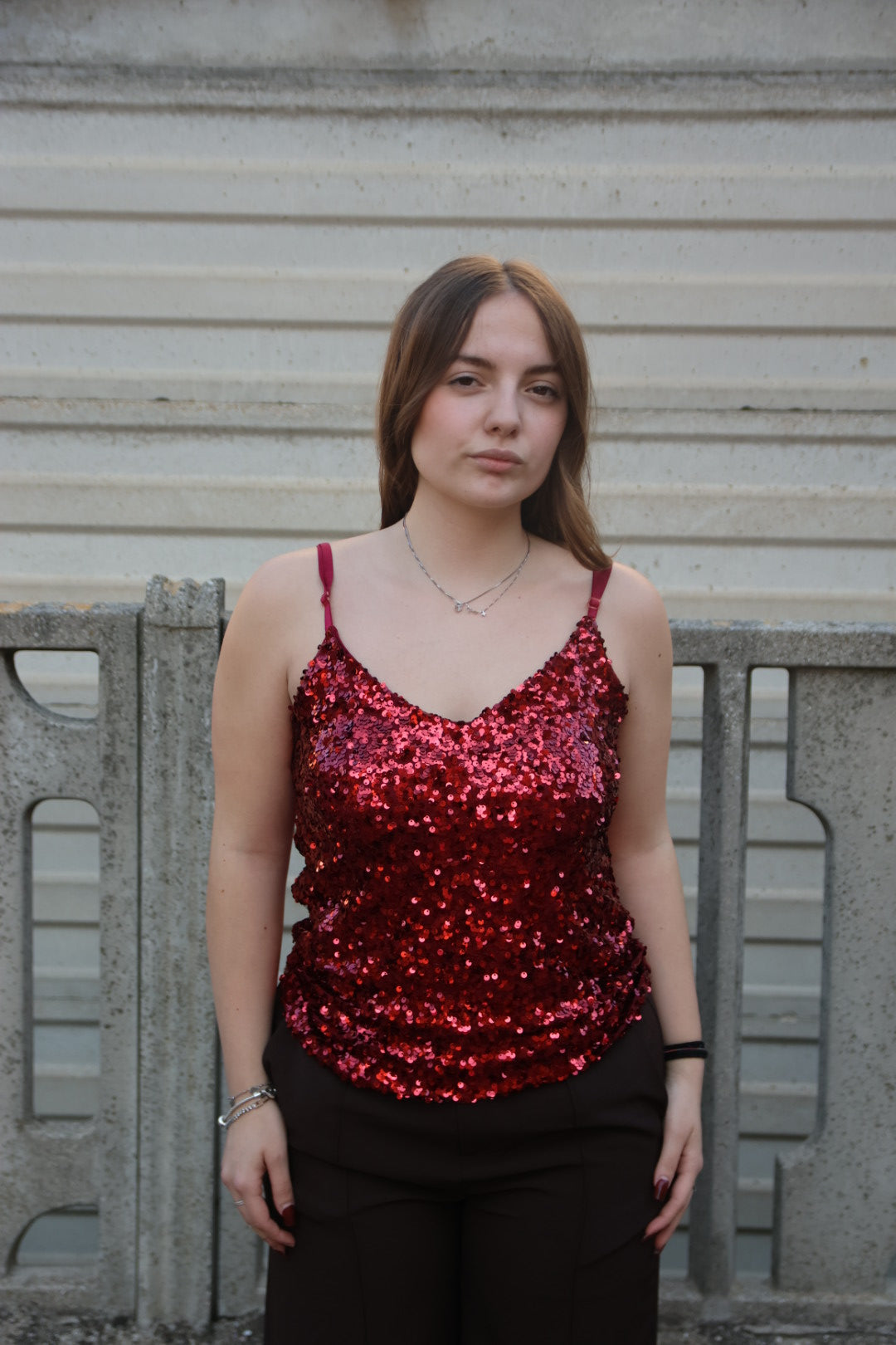 Canotta Paillettes Rossa