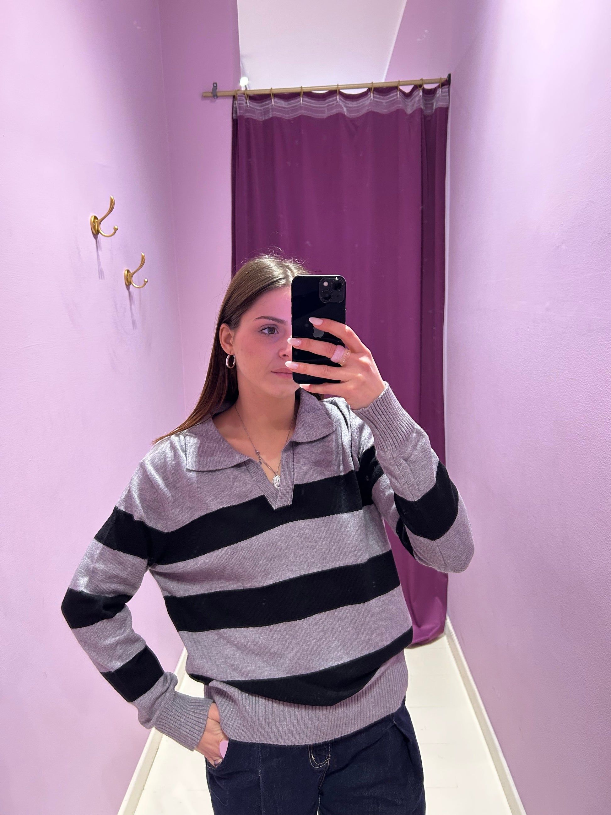 Polo Steve Grigia e Nera