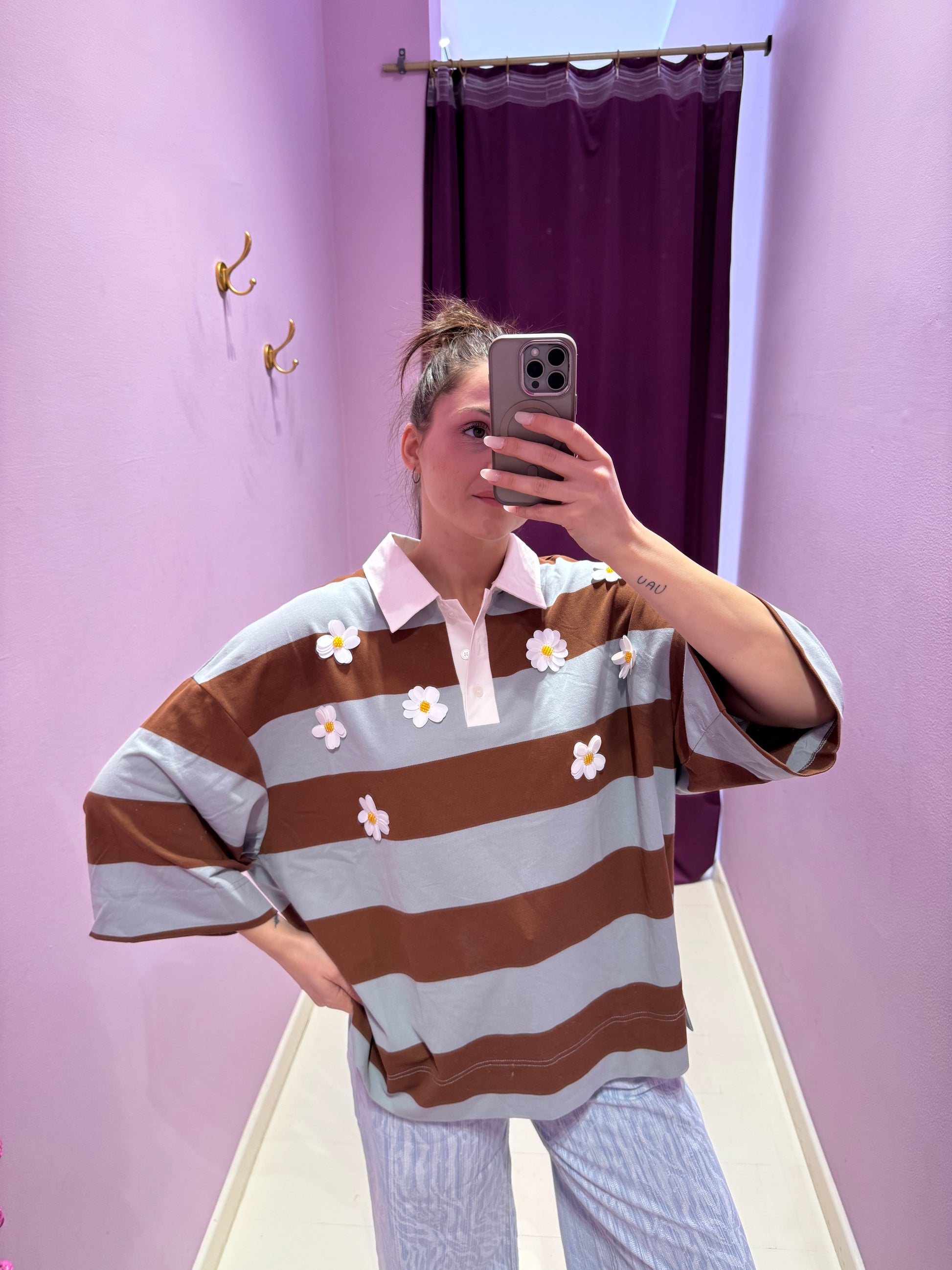 T-Shirt Flower Marrone