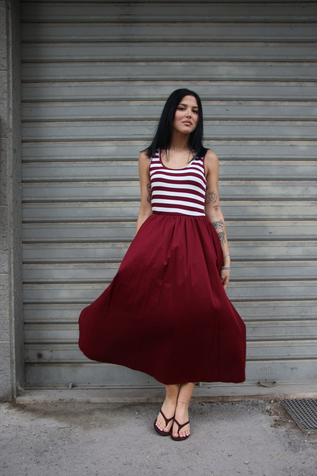 Abito Stripes Bordeaux