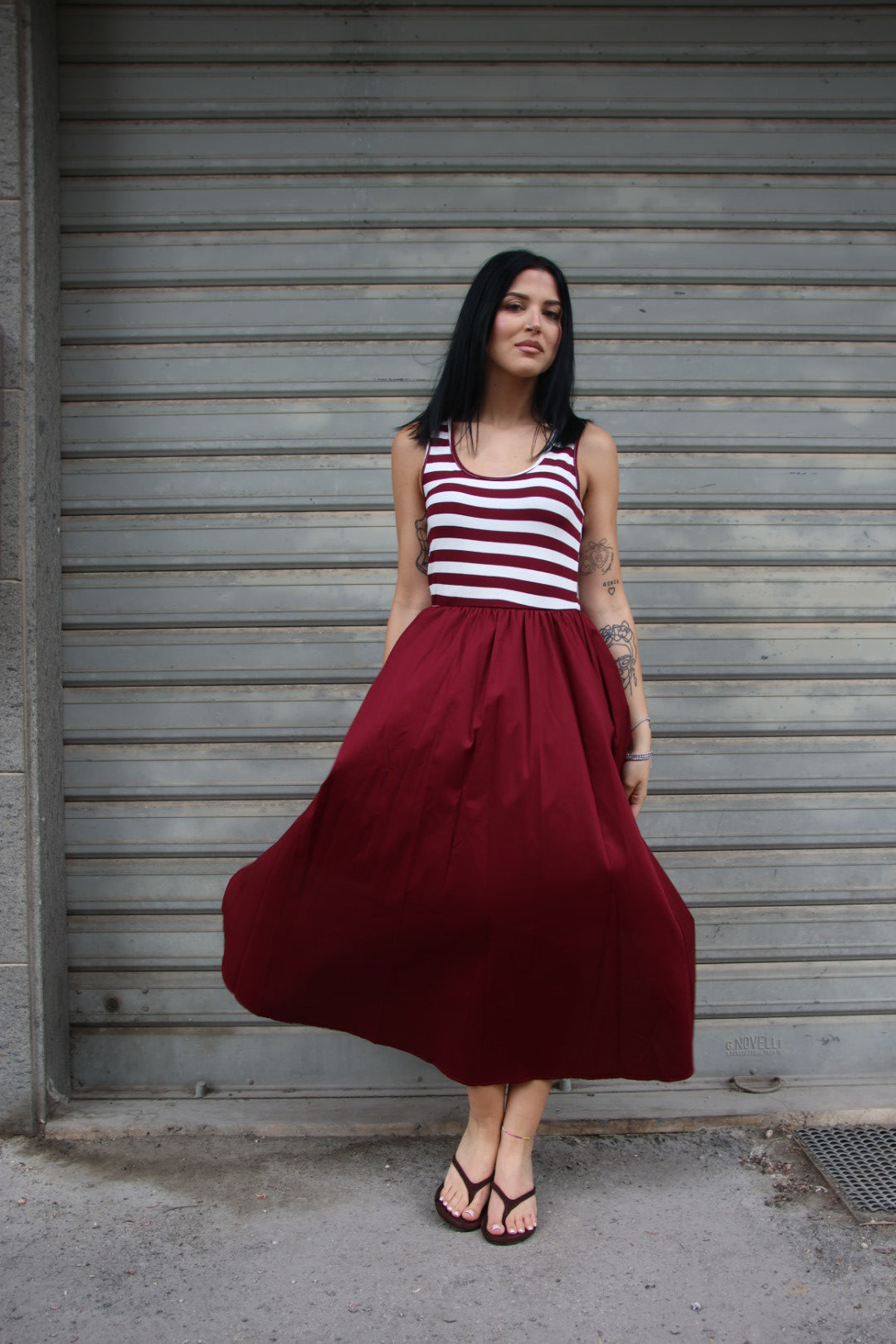 Abito Stripes Bordeaux