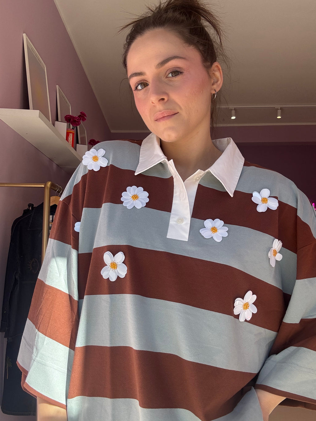 T-Shirt Flower Marrone