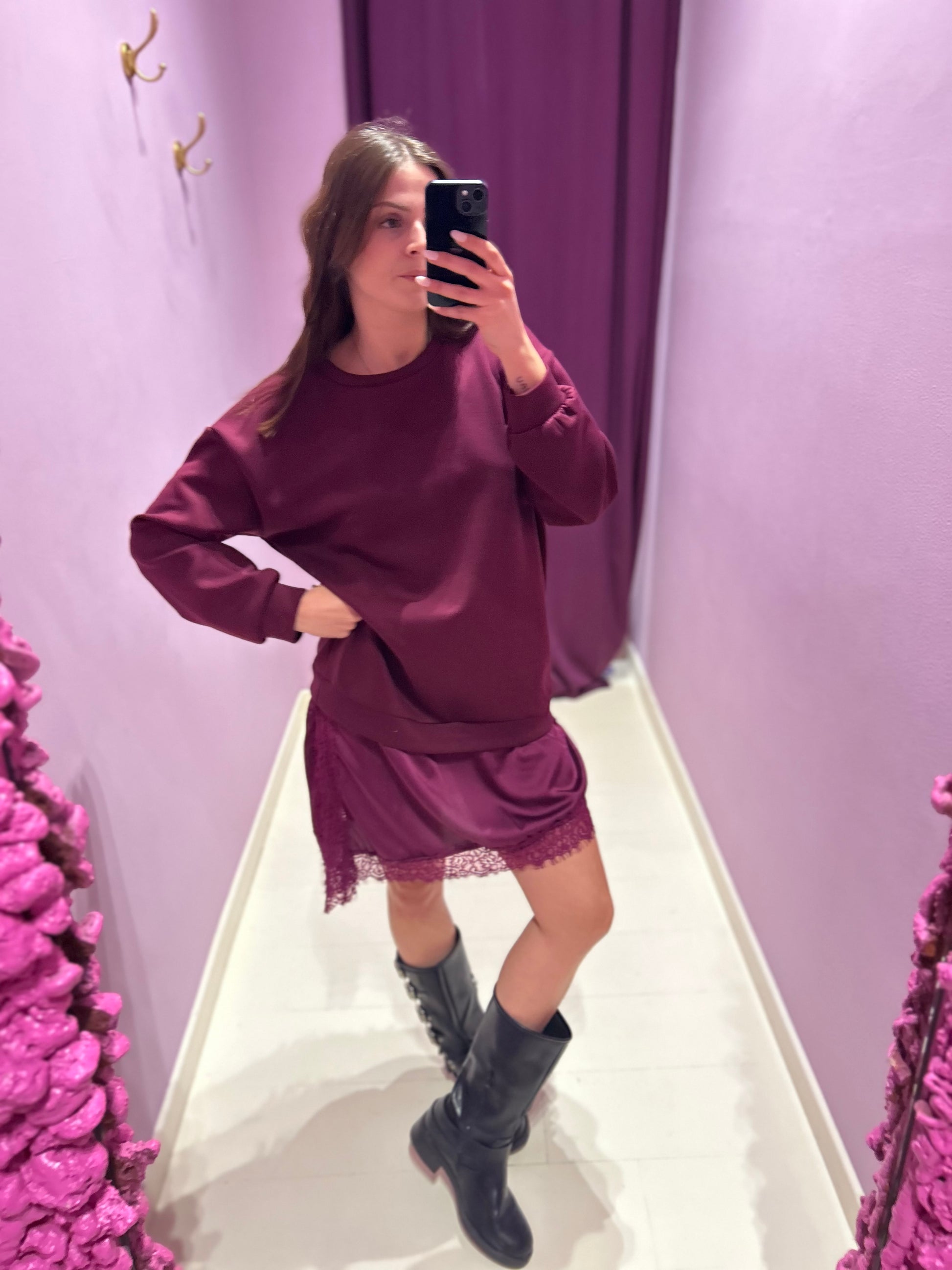 Felpa Dress Nina Bordeaux