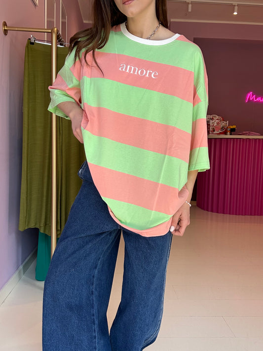T-Shirt Amore Verde/Salmone