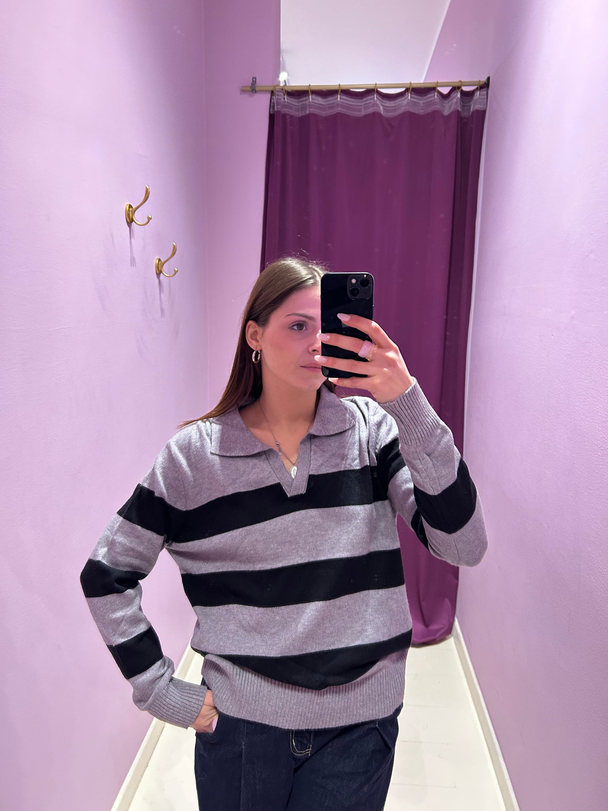 Polo Steve Grigia e Nera