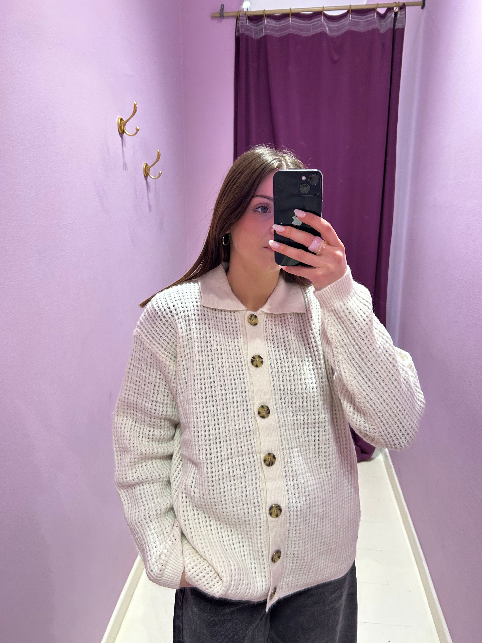 Cardigan Traforato Bianco
