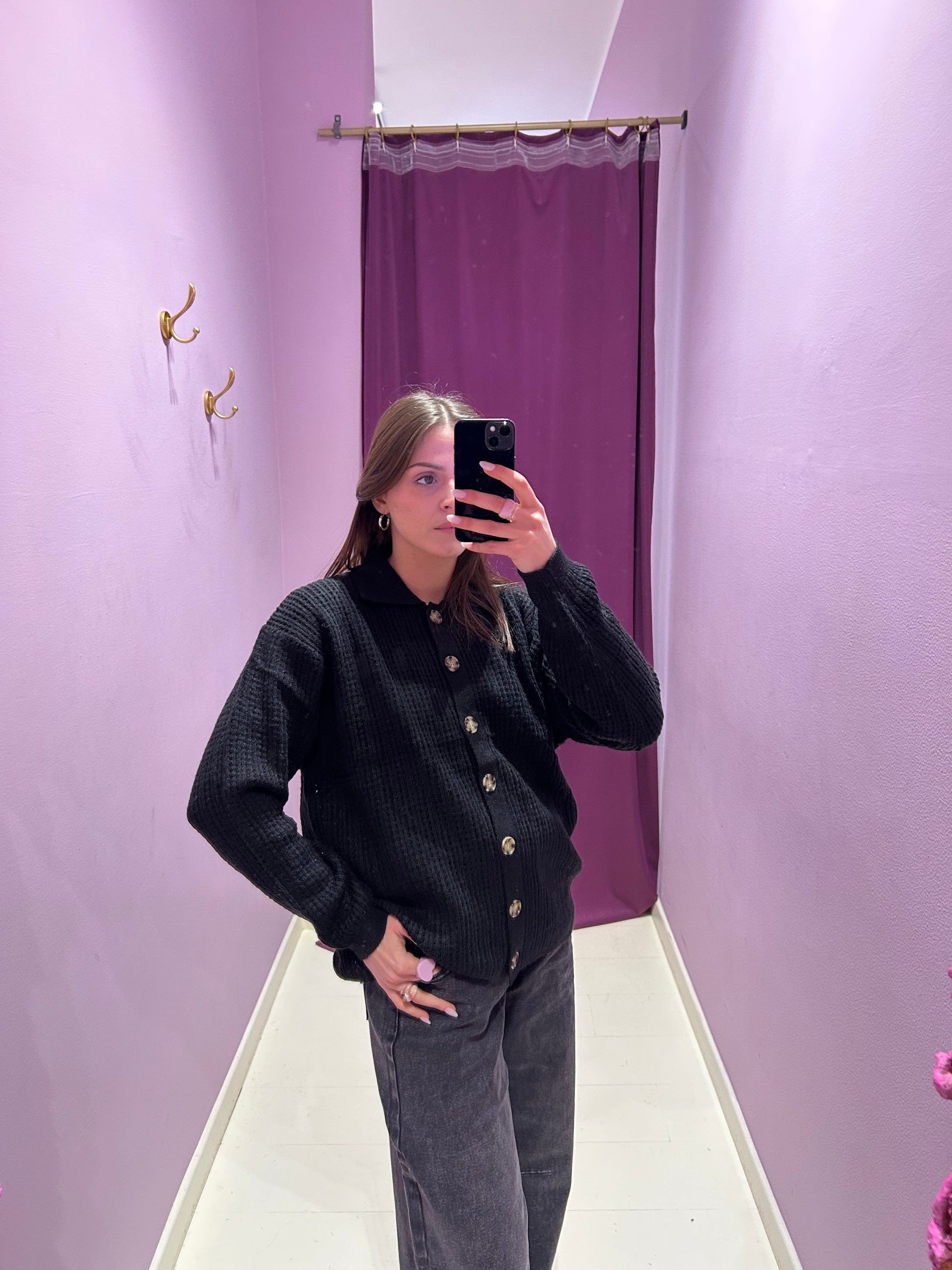 Cardigan Traforato Nero