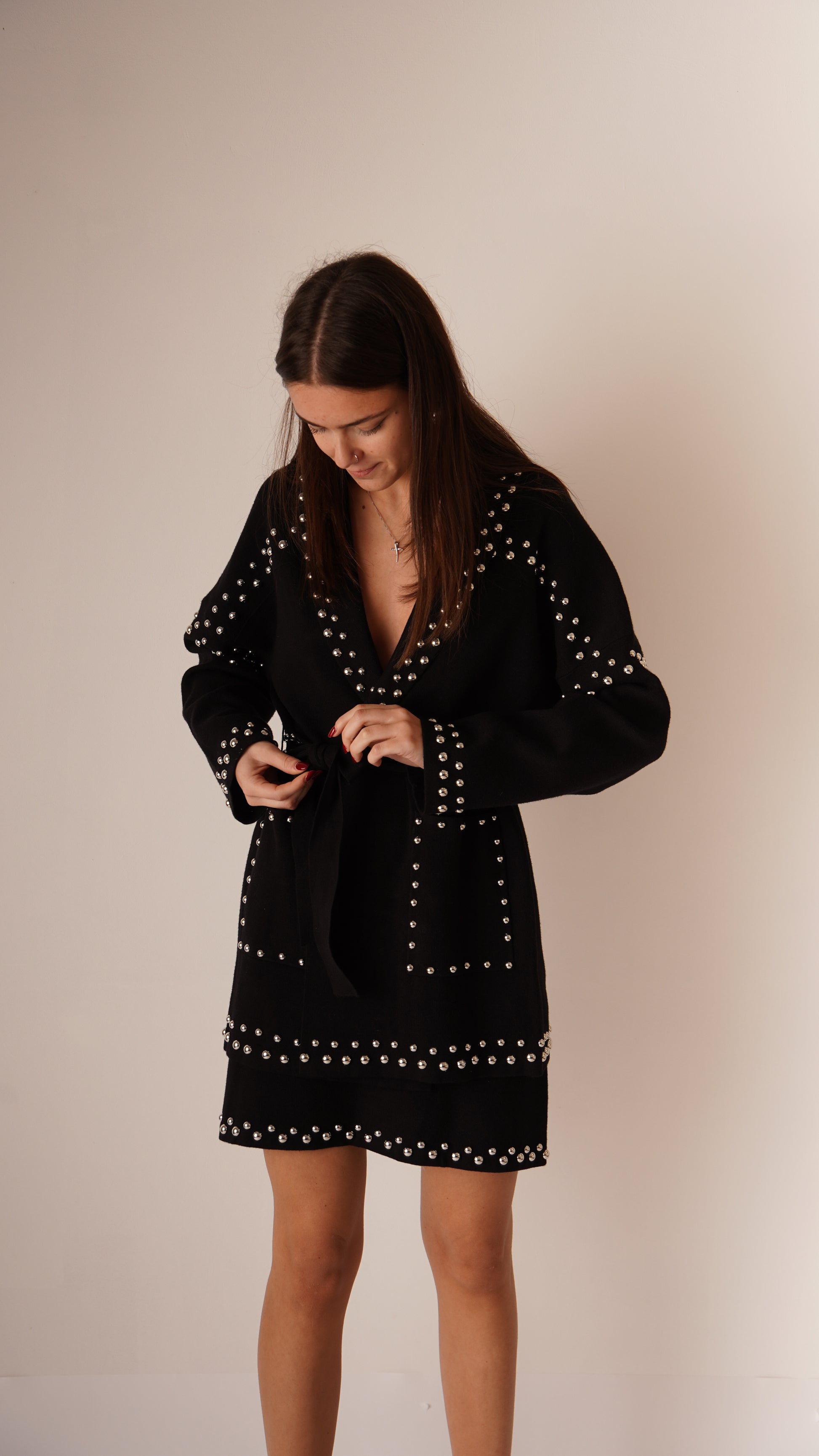 Cardigan Borchiato Nero