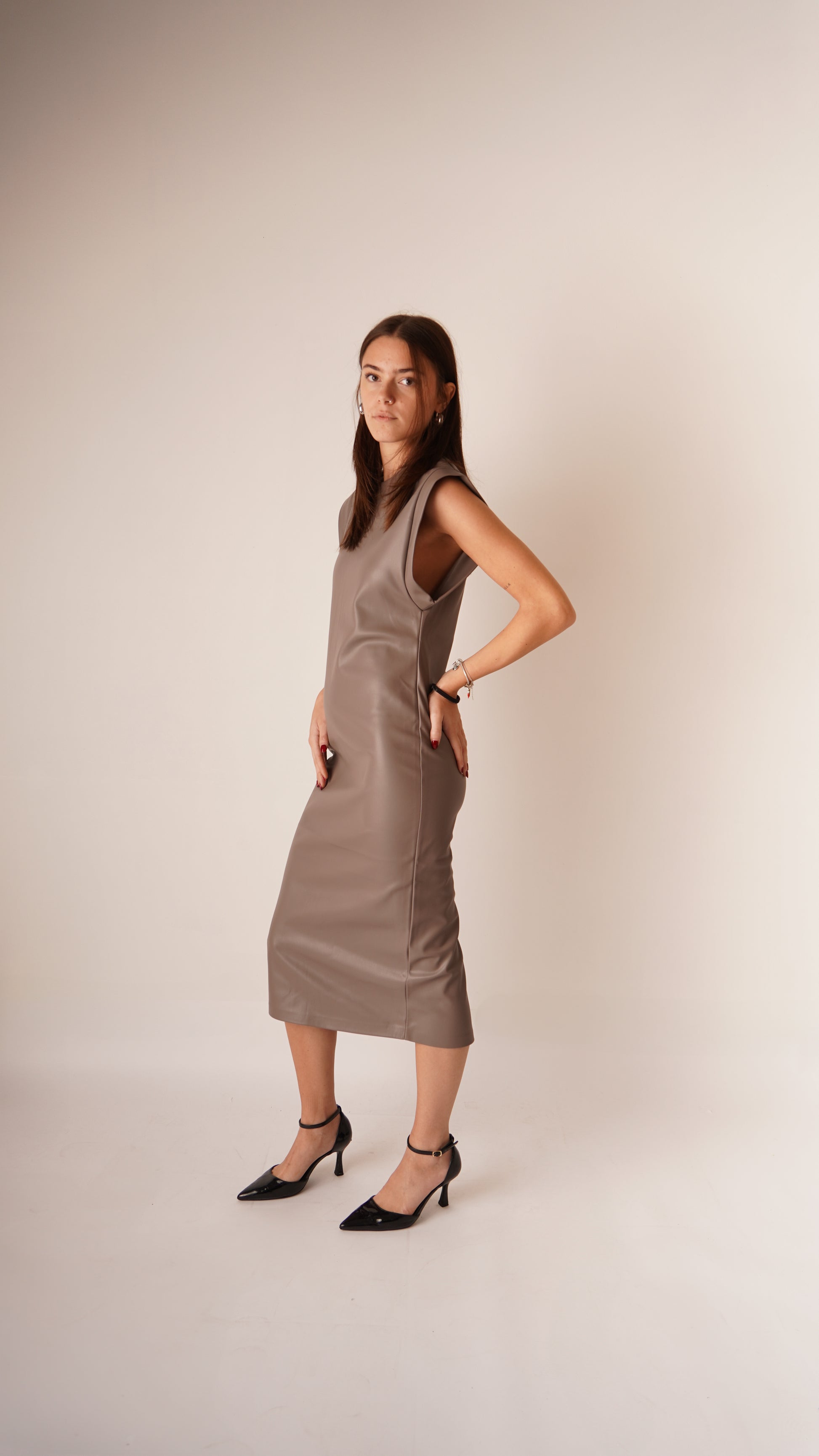 Vestito Ecopelle Grigio