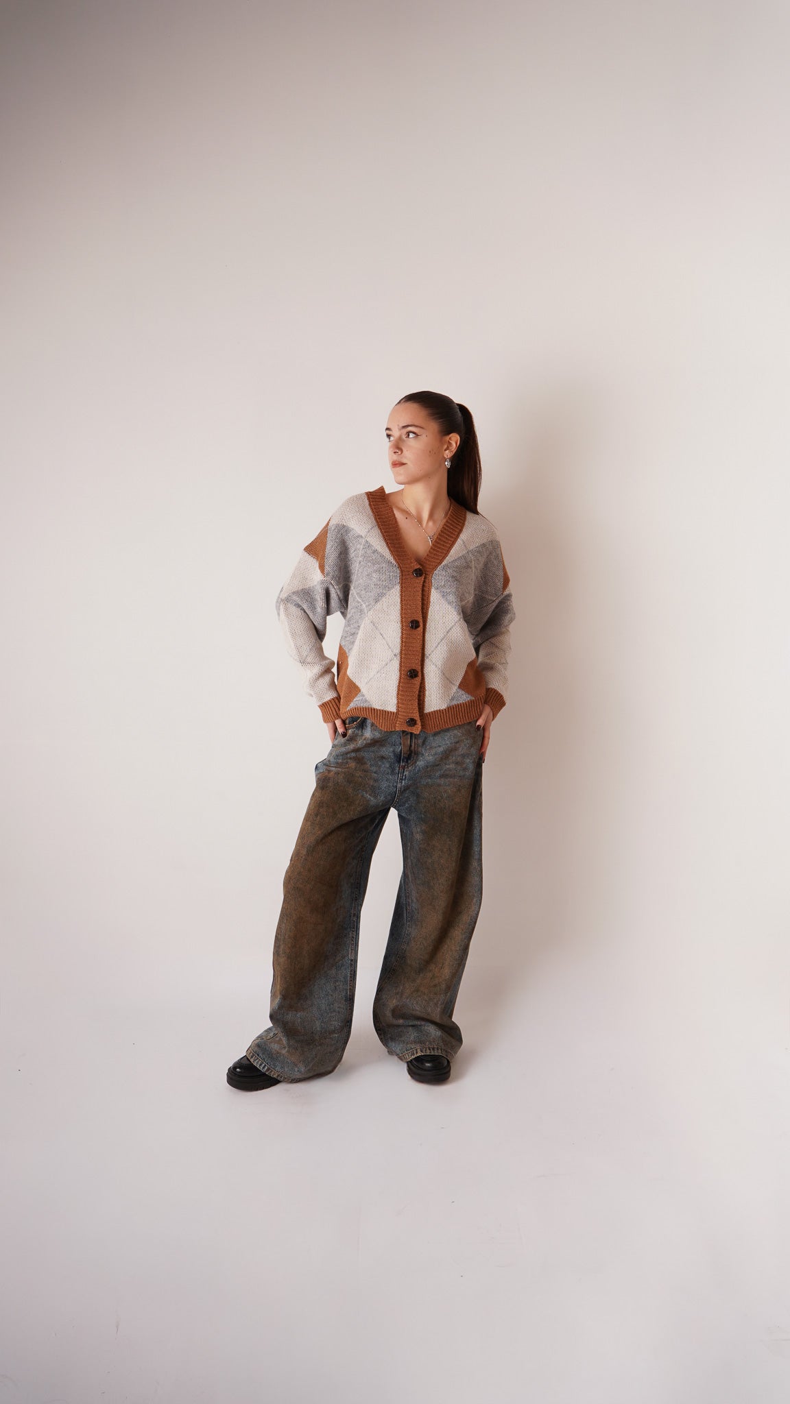 Cardigan Rombi Camel