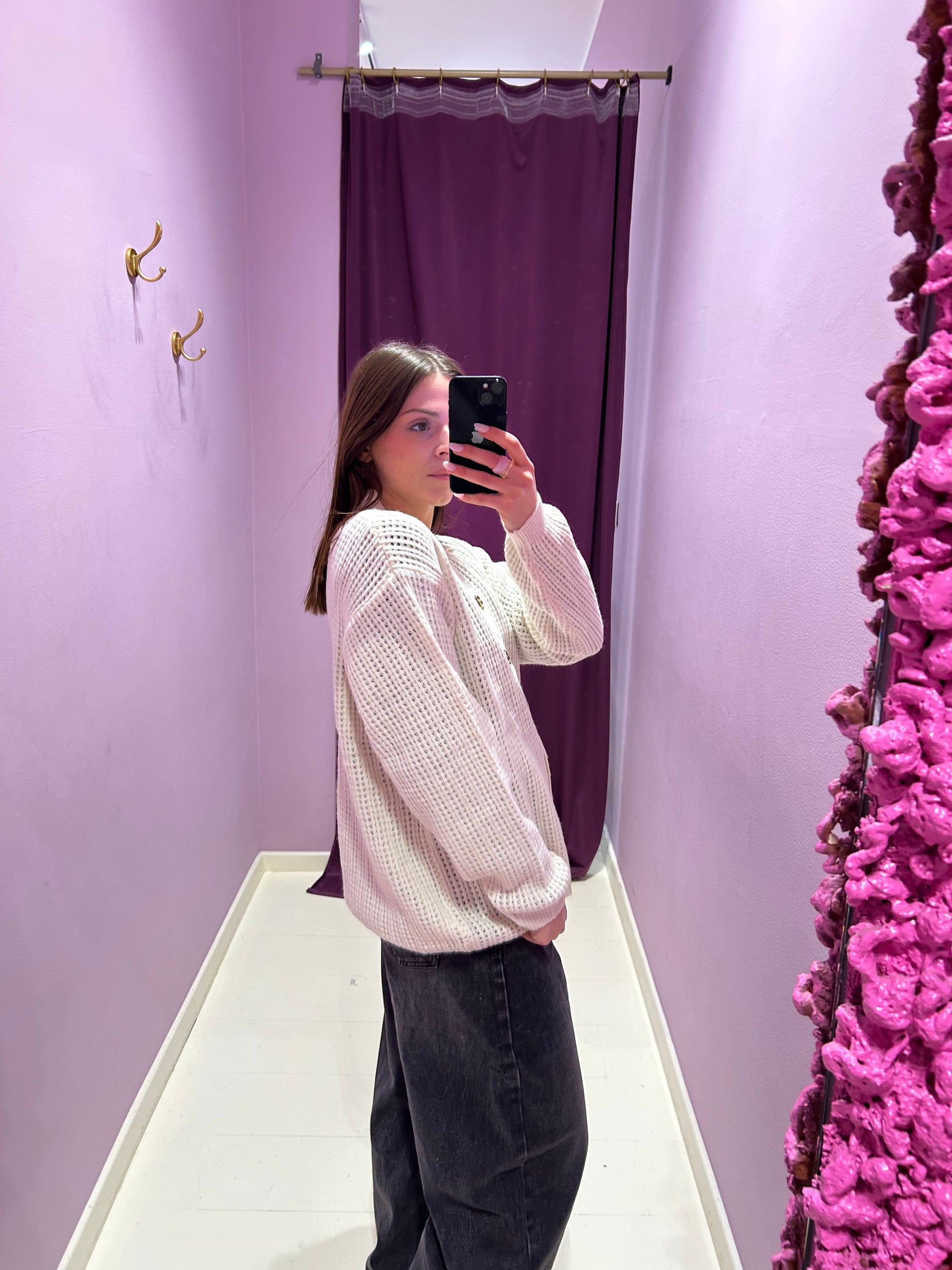 Cardigan Traforato Bianco