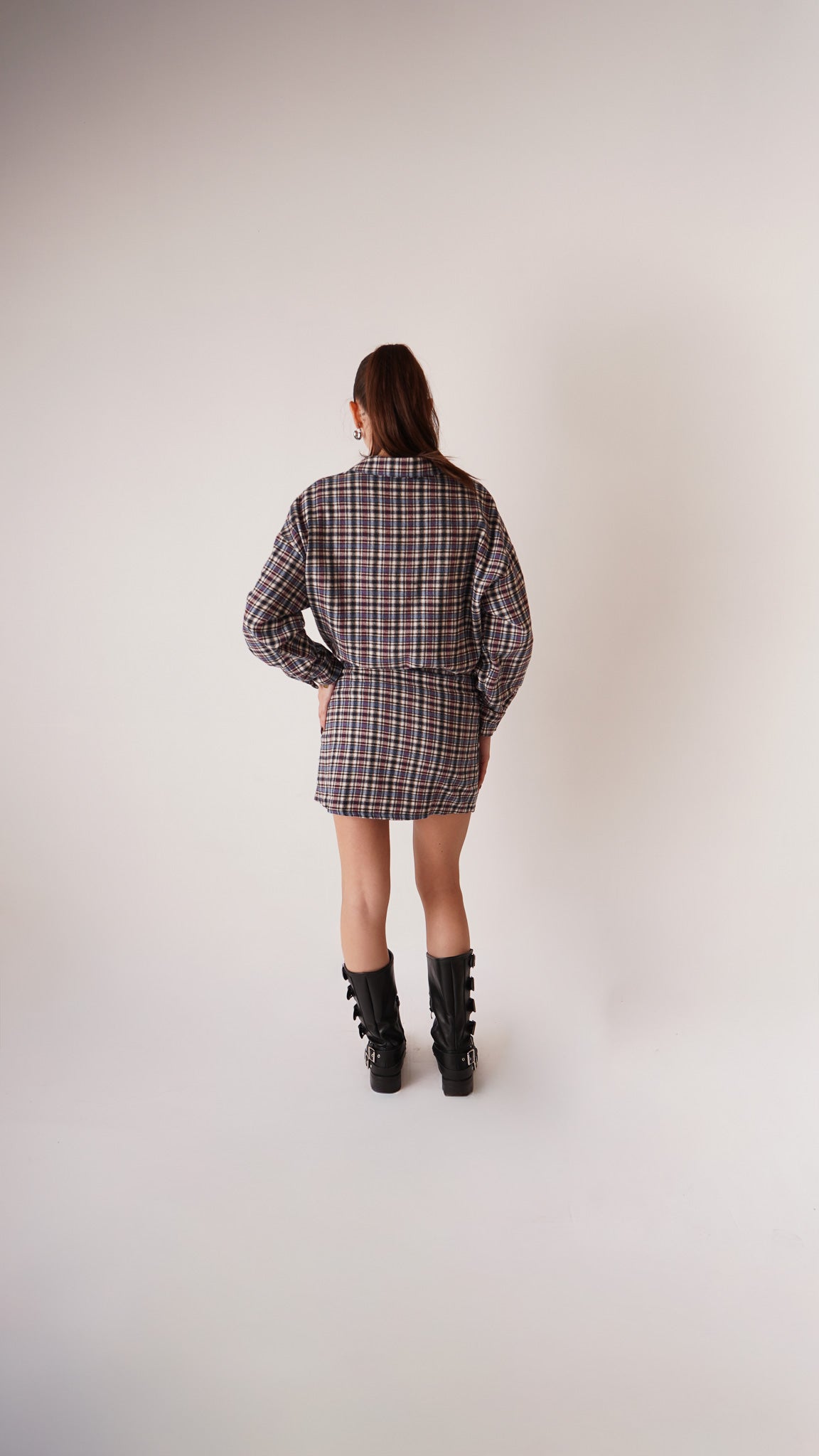 Vestito Margot Check Celeste