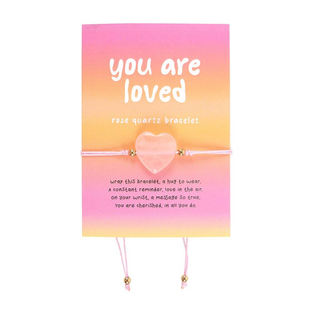 Bracciale a forma di cuore in quarzo rosa You Are Loved