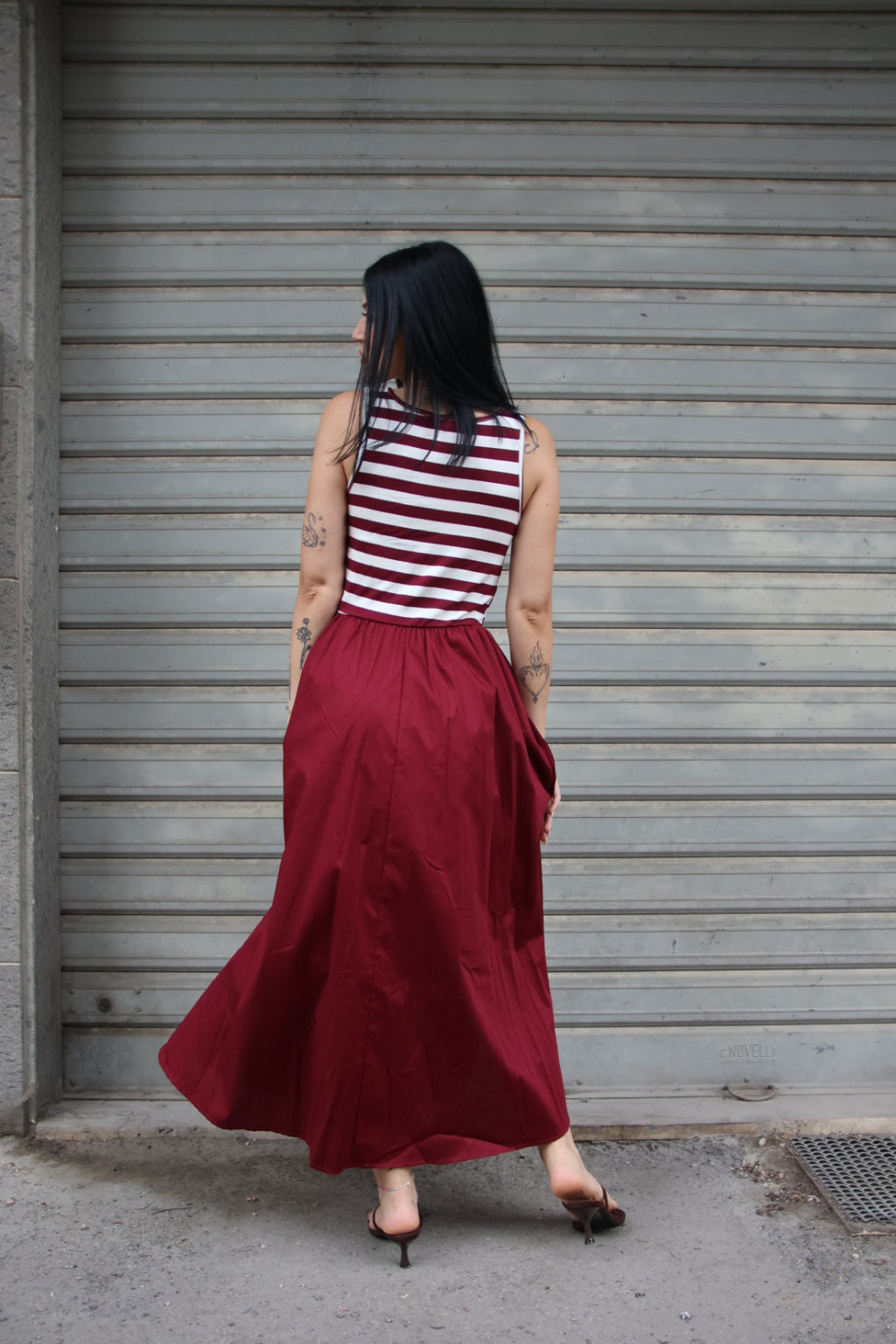 Abito Stripes Bordeaux