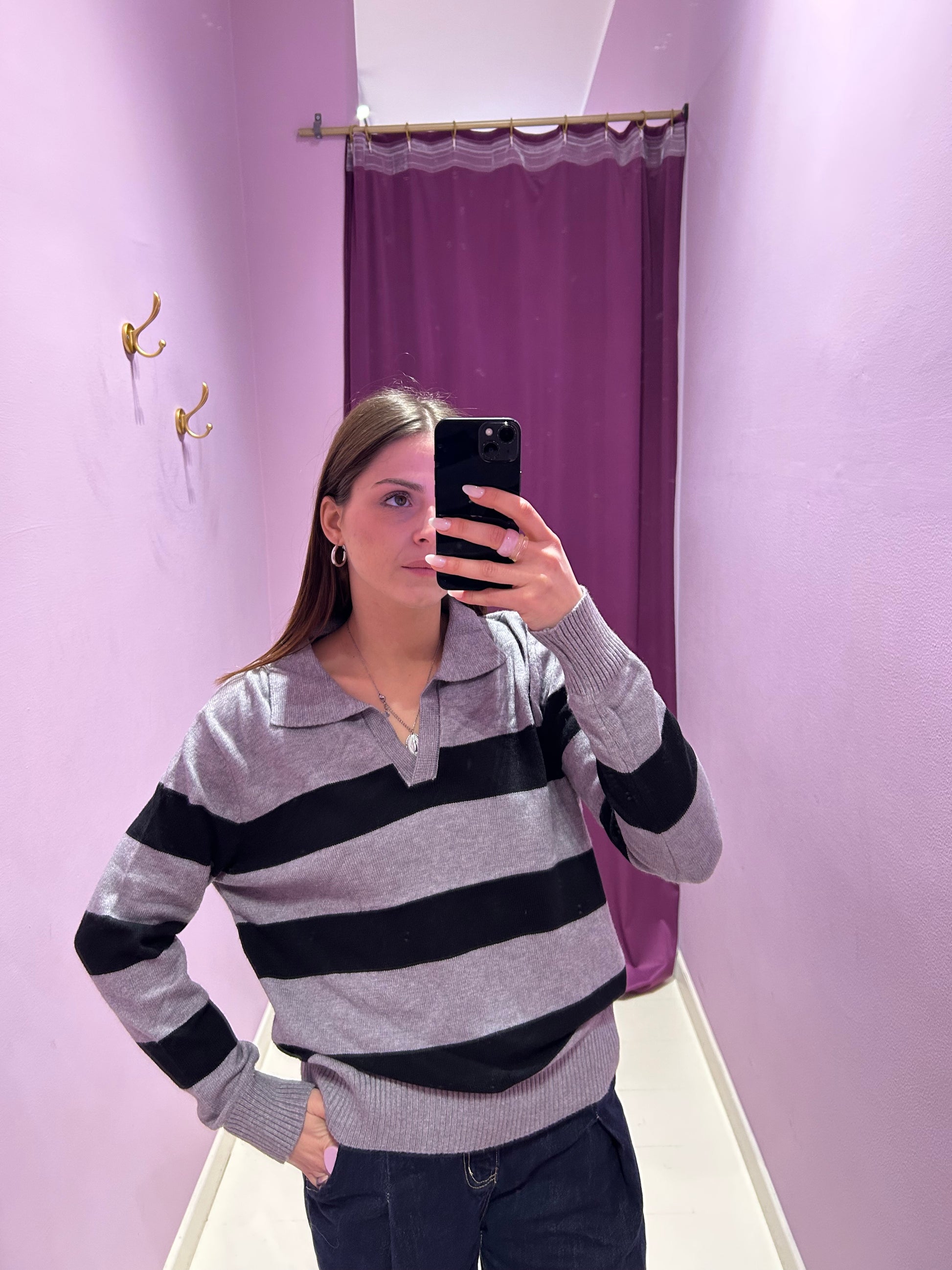 Polo Steve Grigia e Nera