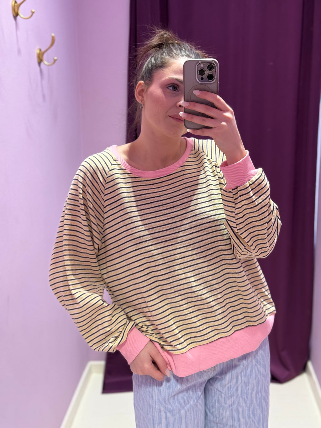 Maglia Stripes Rosa/Marrone