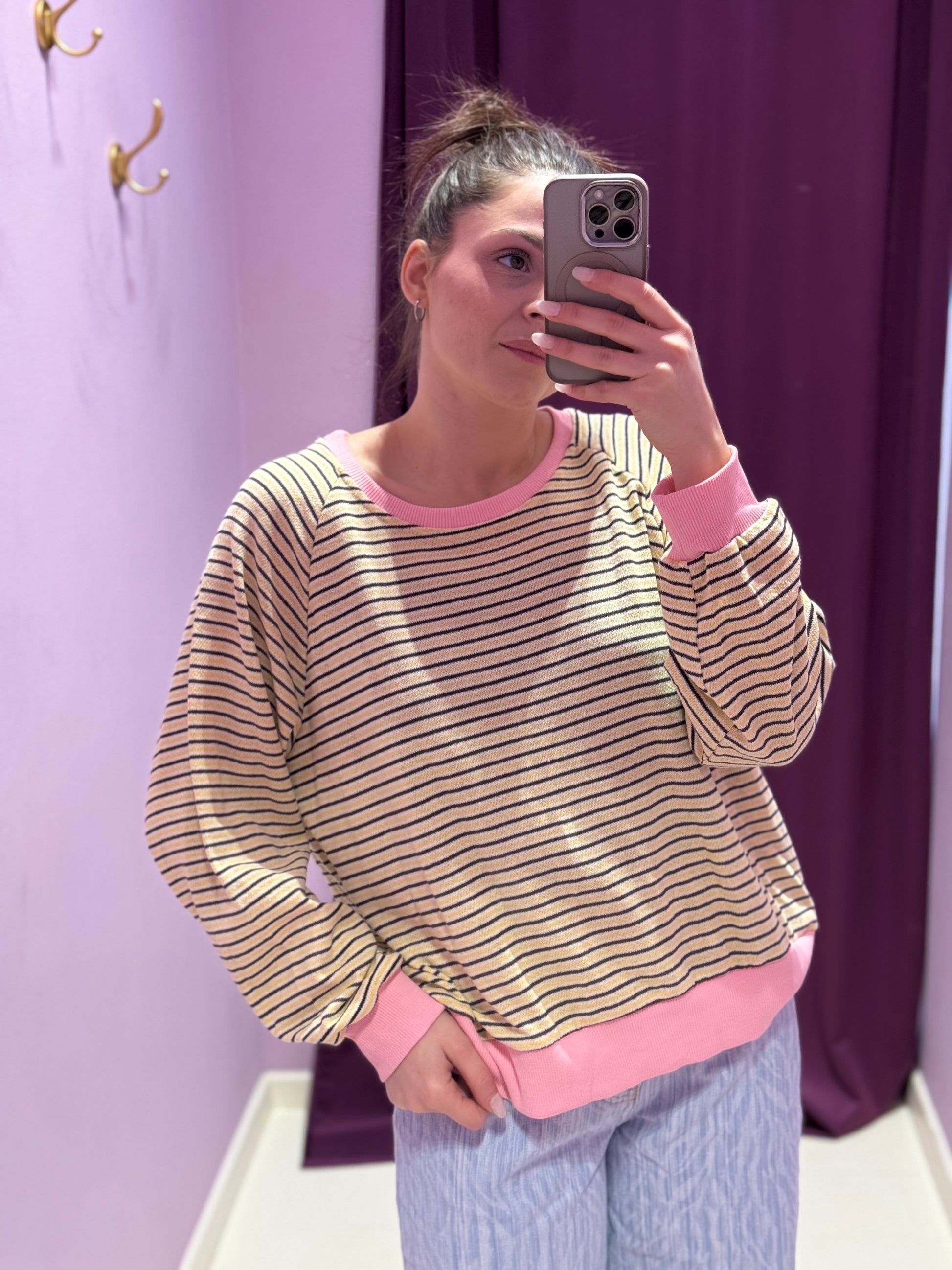 Maglia Stripes Rosa/Marrone