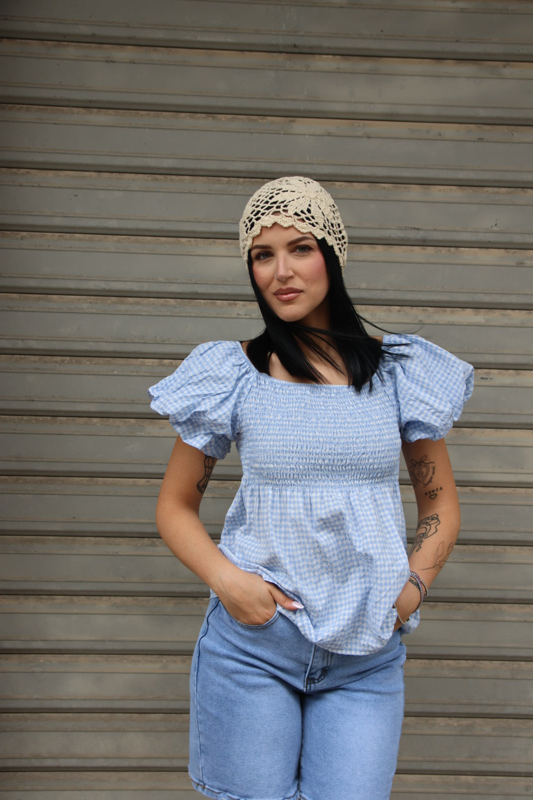 Maglia Vichy Celeste