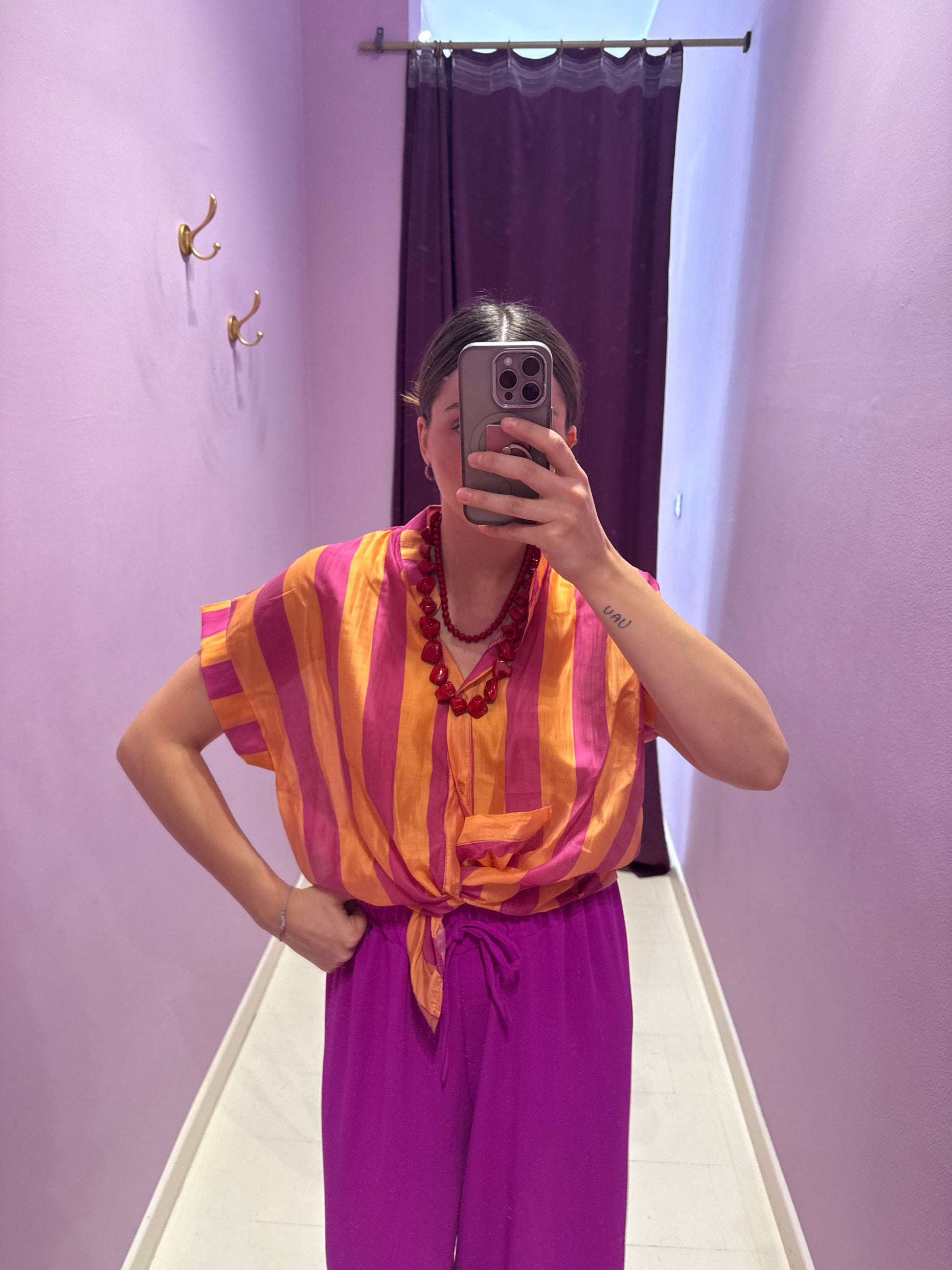Camicia Lanzarote Arancio/Fucsia