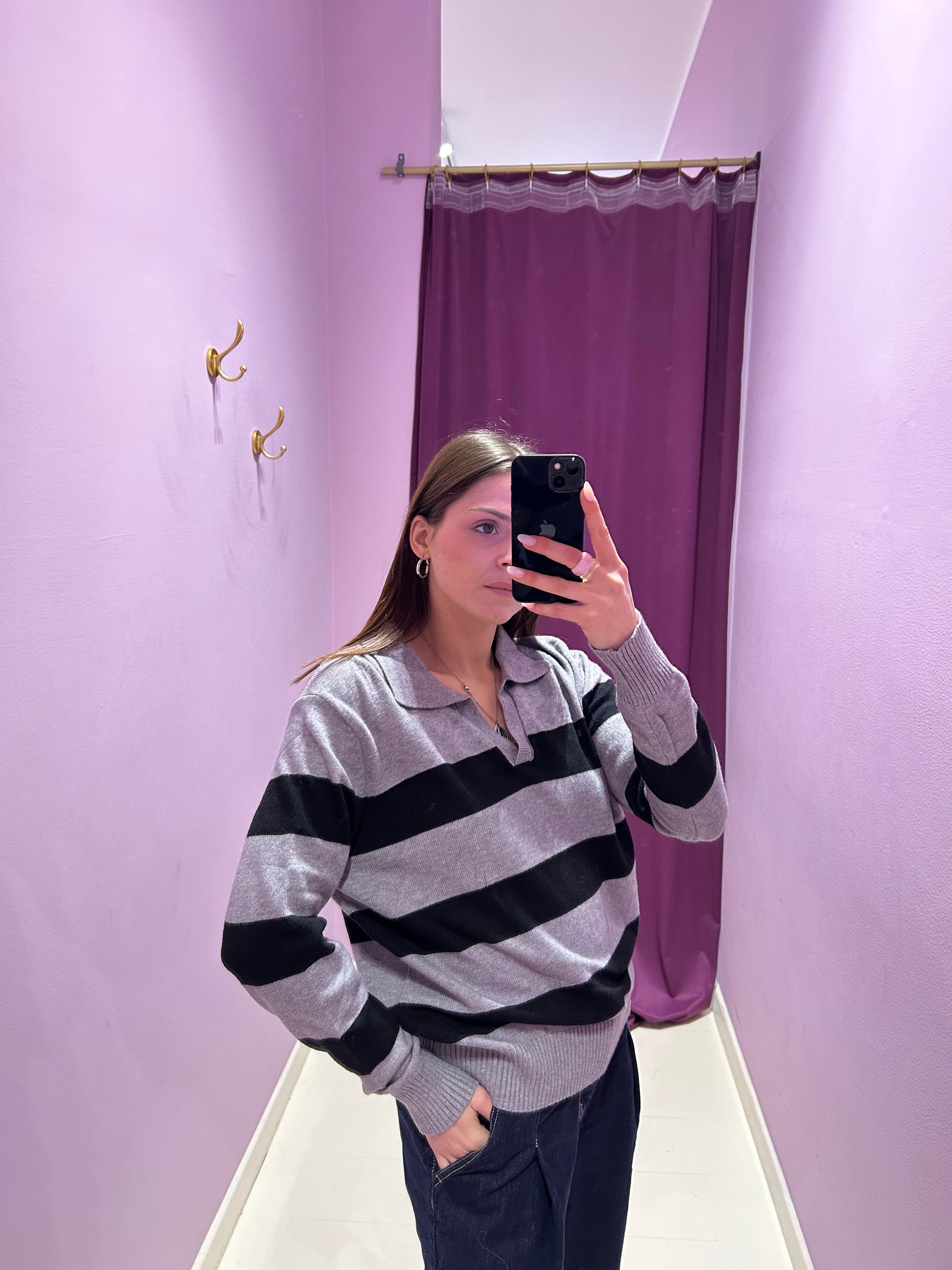 Polo Steve Grigia e Nera