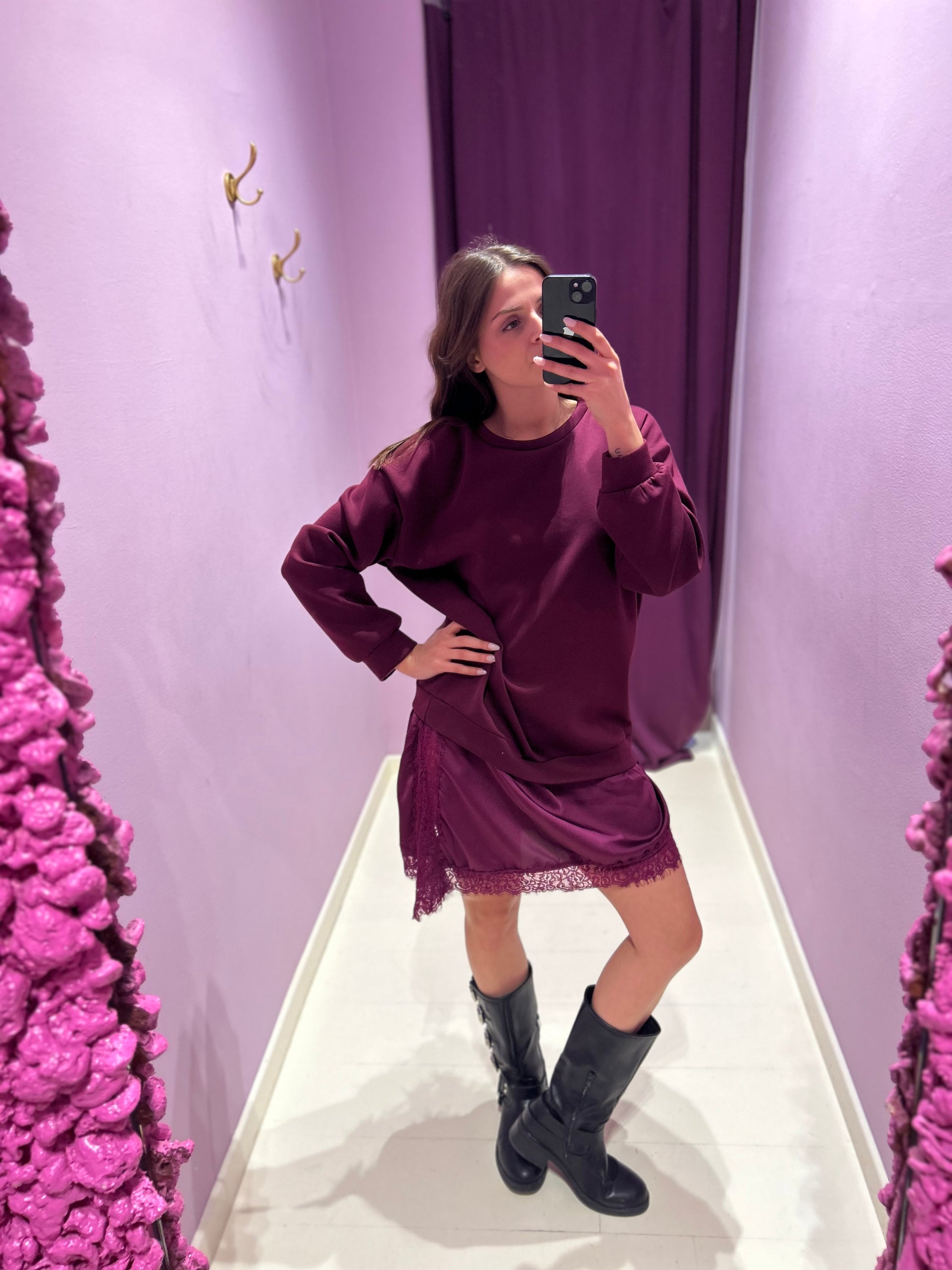 Felpa Dress Nina Bordeaux