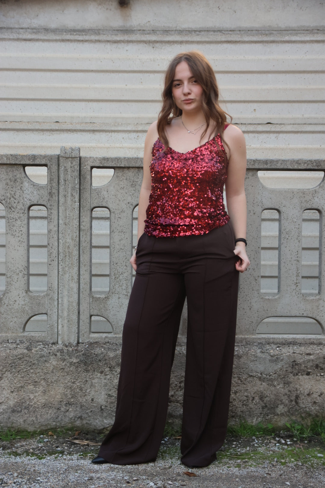 Pantalone Cargo Nero Ecopelle