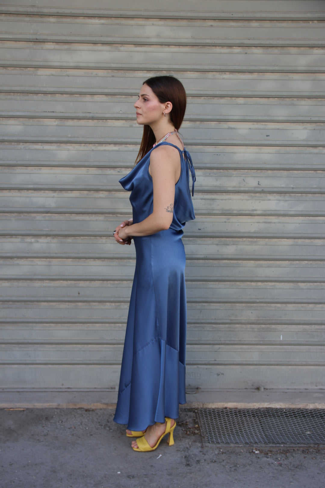 Vestito Satin Ceruleo