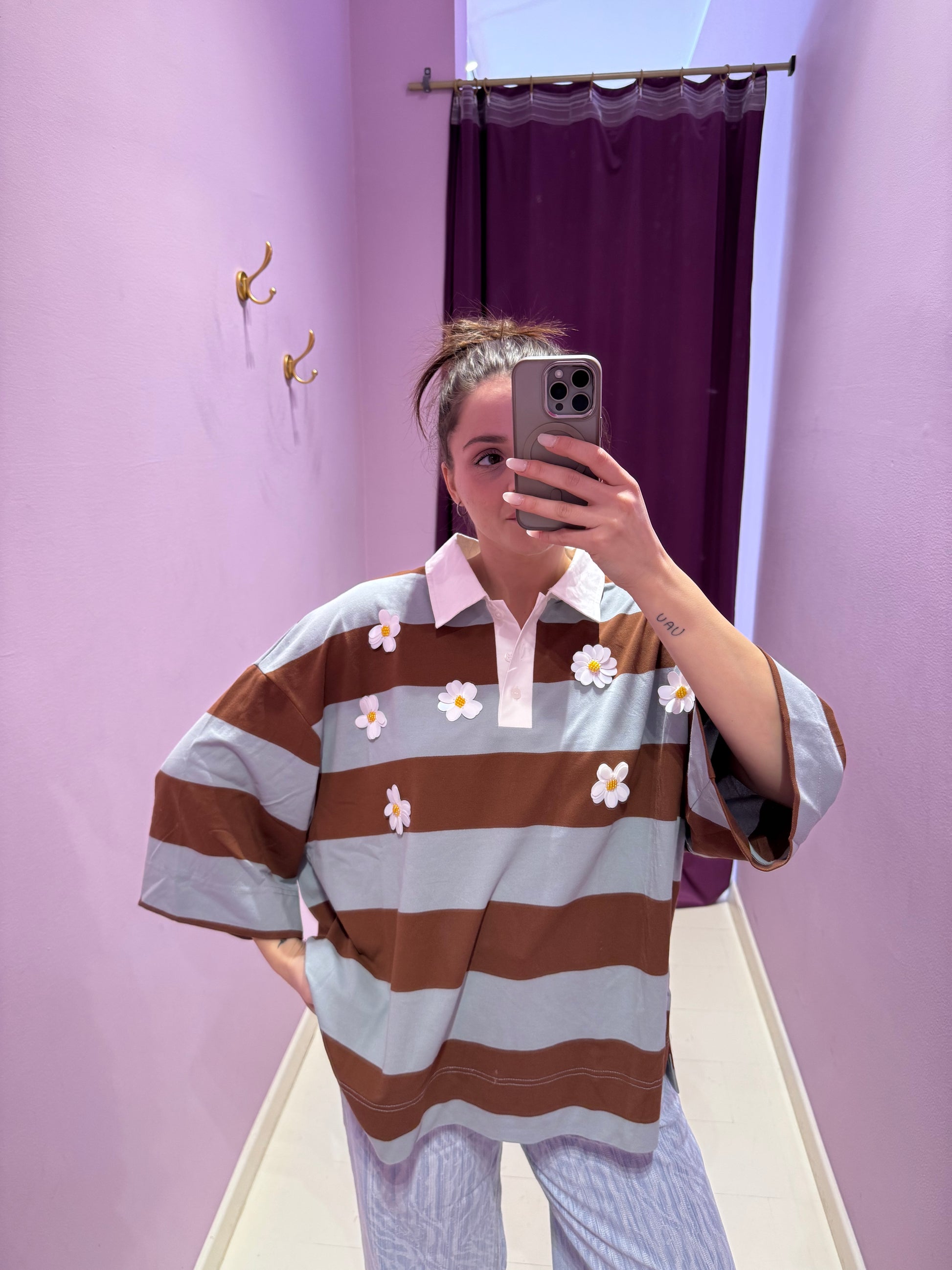 T-Shirt Flower Marrone