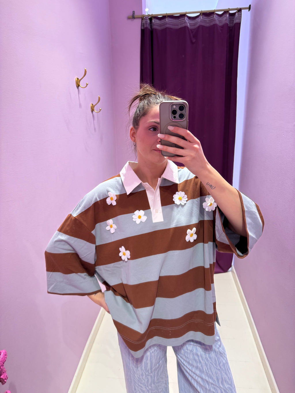 T-Shirt Flower Marrone