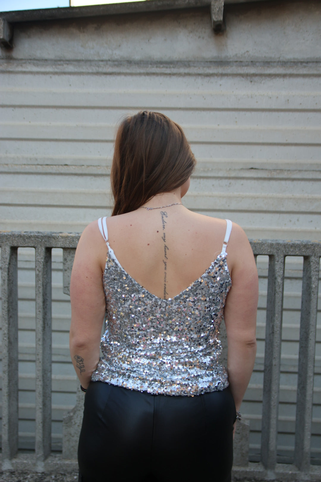Canotta Paillettes Argento
