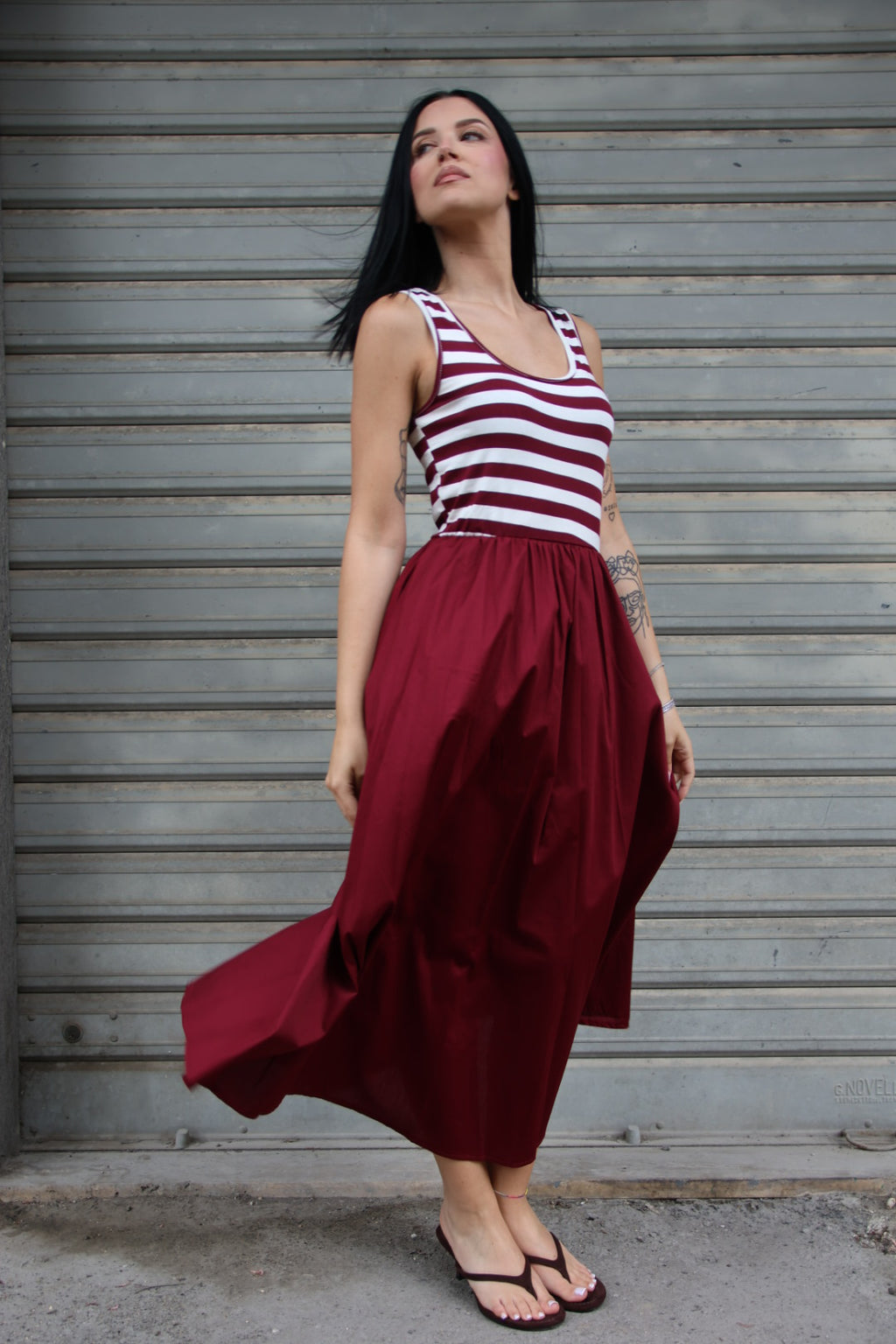Abito Stripes Bordeaux