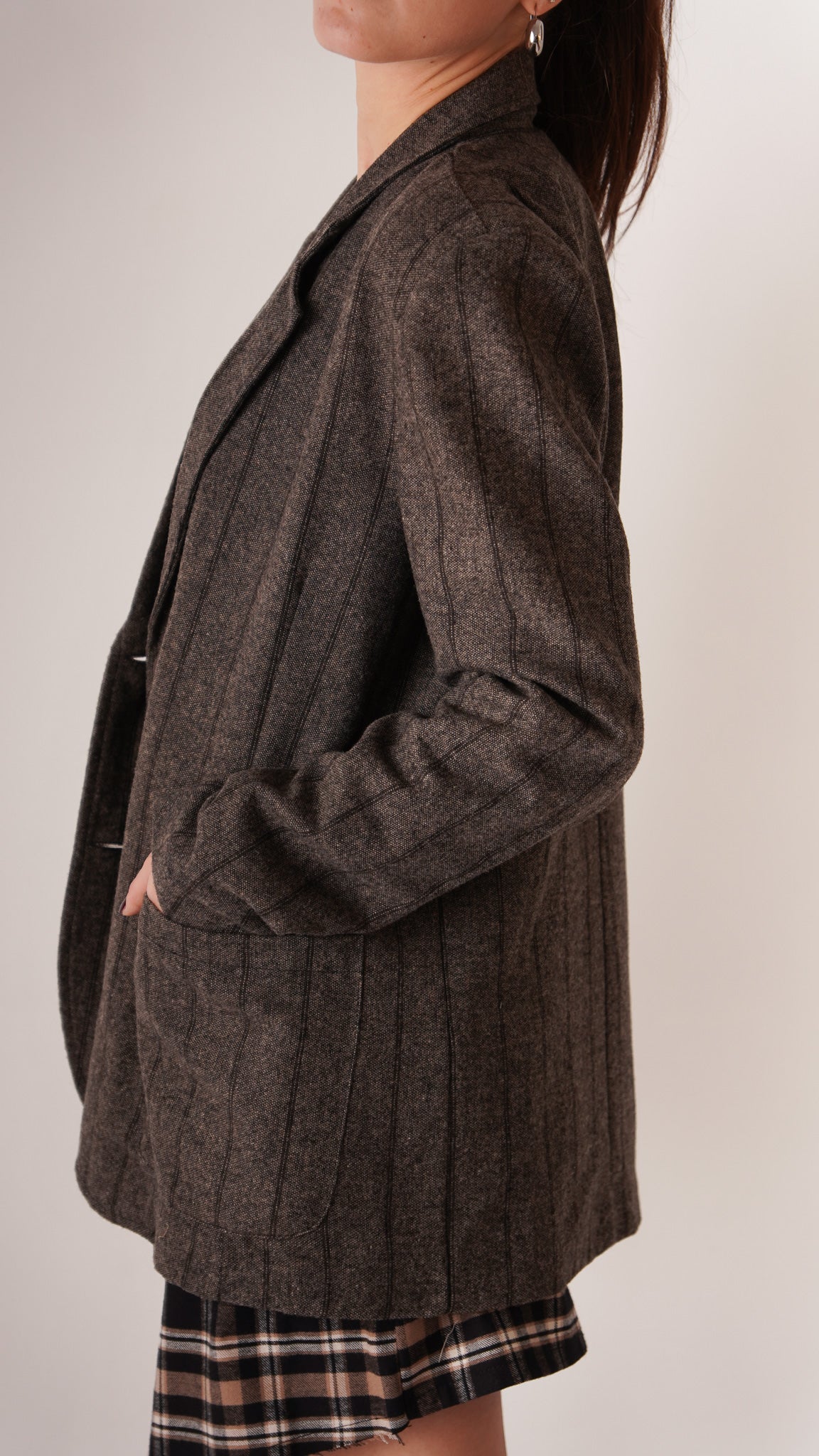 Giacca gessata Grigia