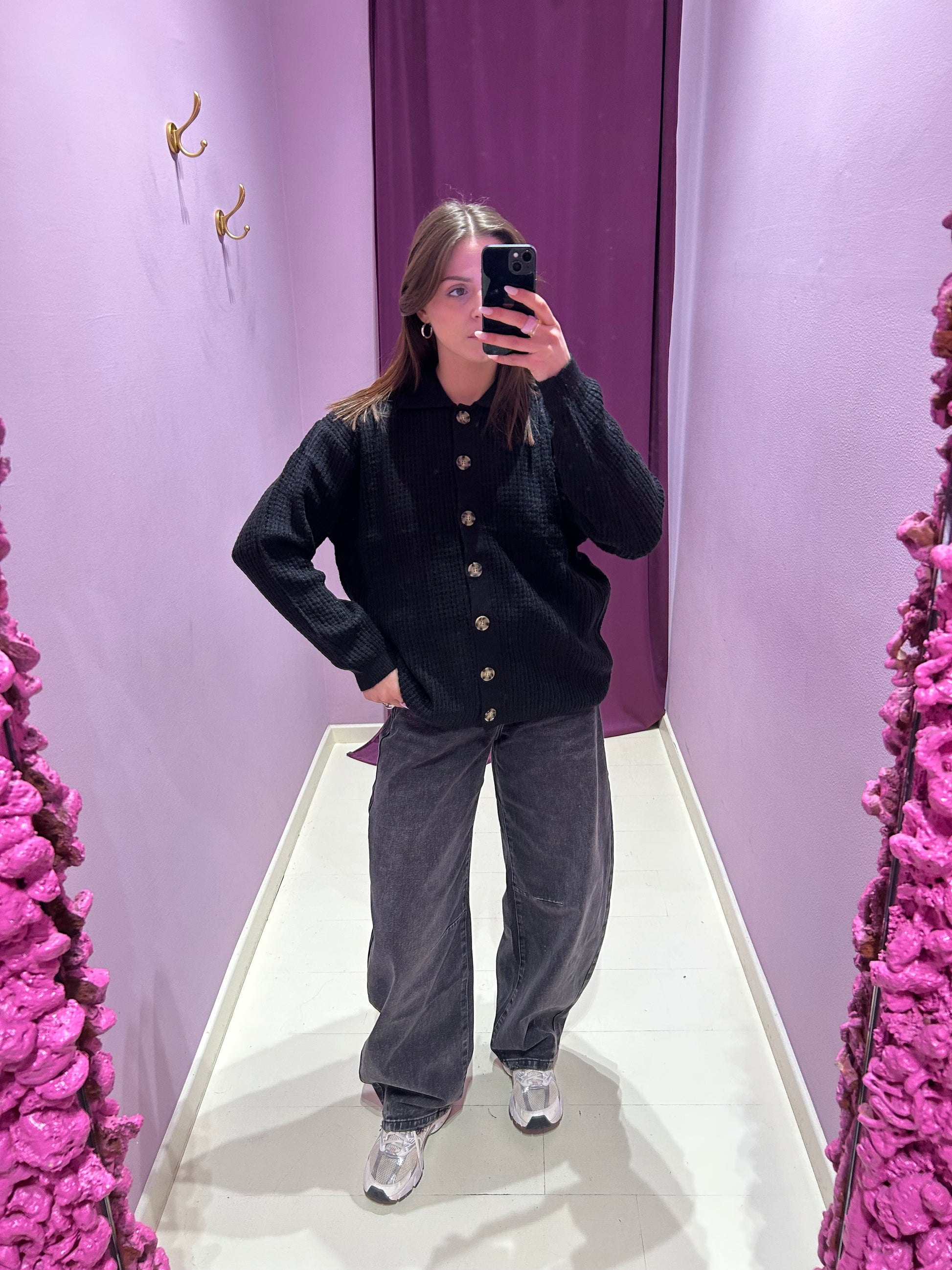 Cardigan Traforato Nero