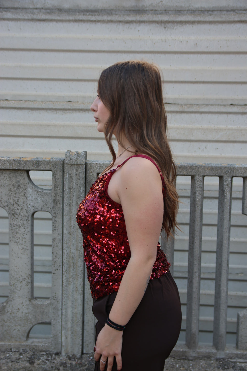 Canotta Paillettes Rossa