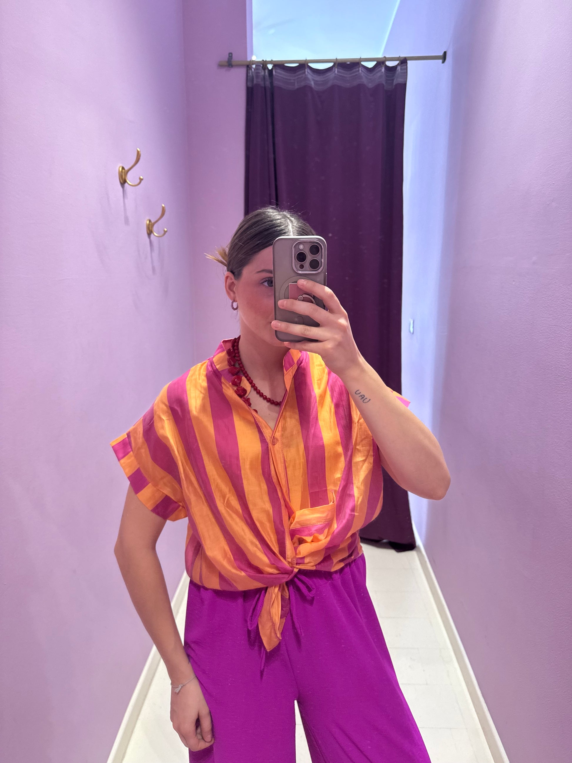 Camicia Lanzarote Arancio/Fucsia