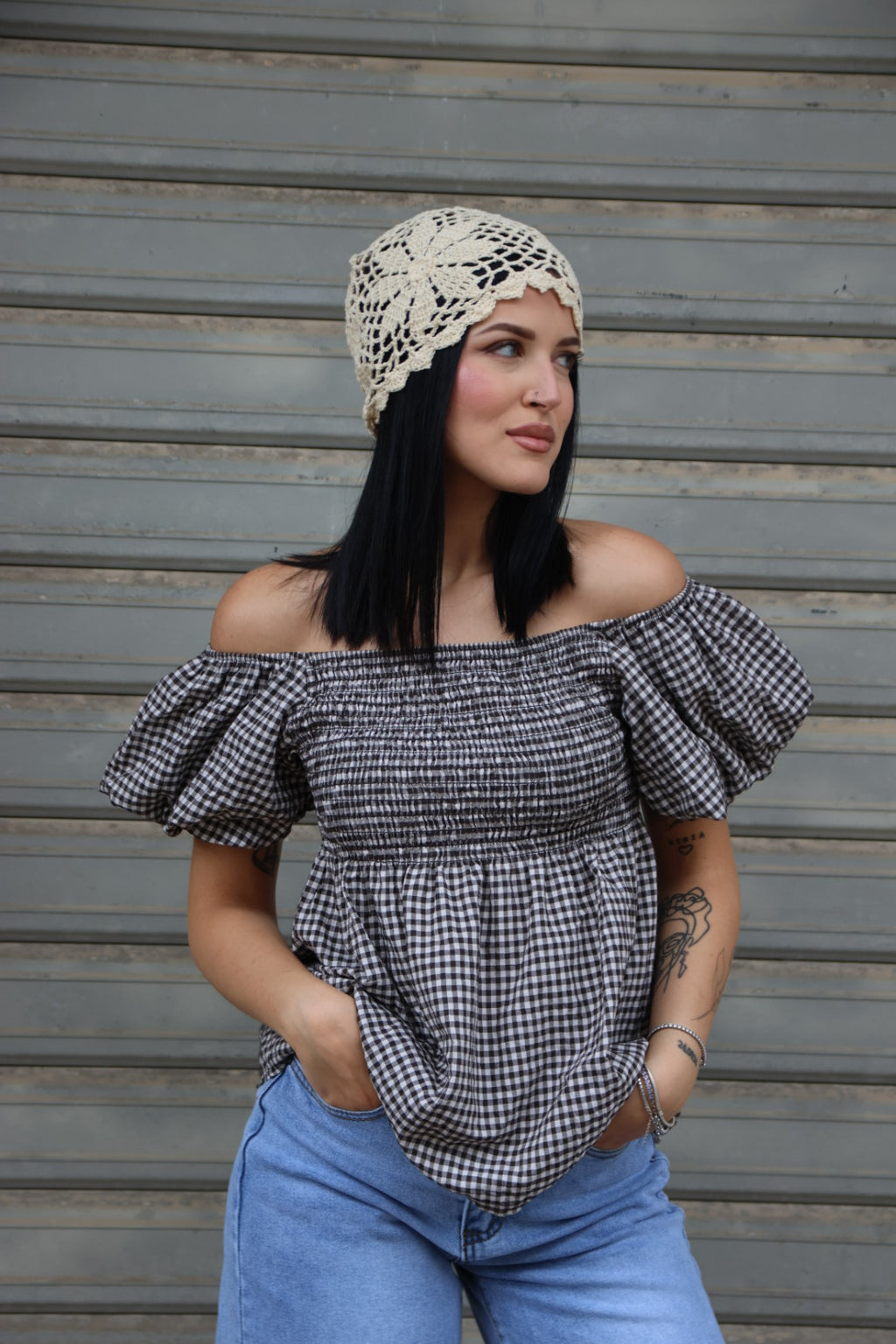 Maglia Vichy Marrone